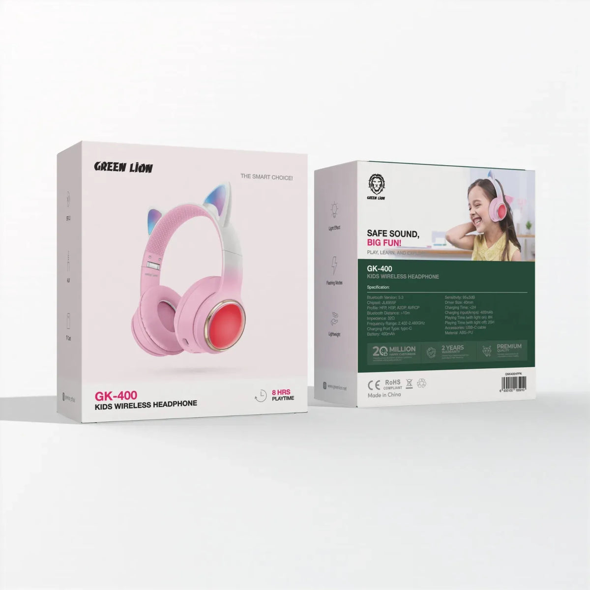 Green Lion GL-400 Kids Wireless Head Phone - Pink – image 2