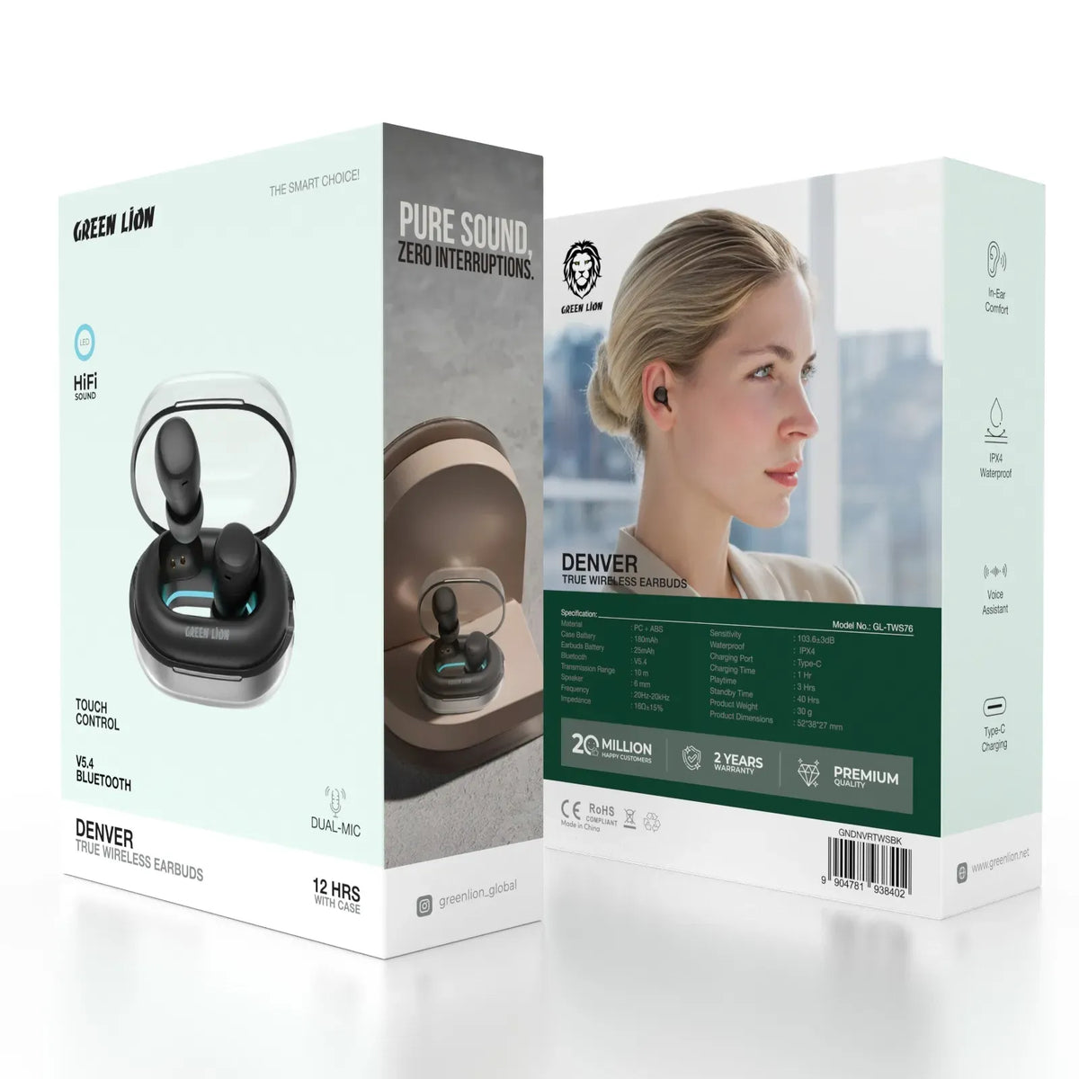 Green Lion Denver True Wireless Earbuds - Black – image 2