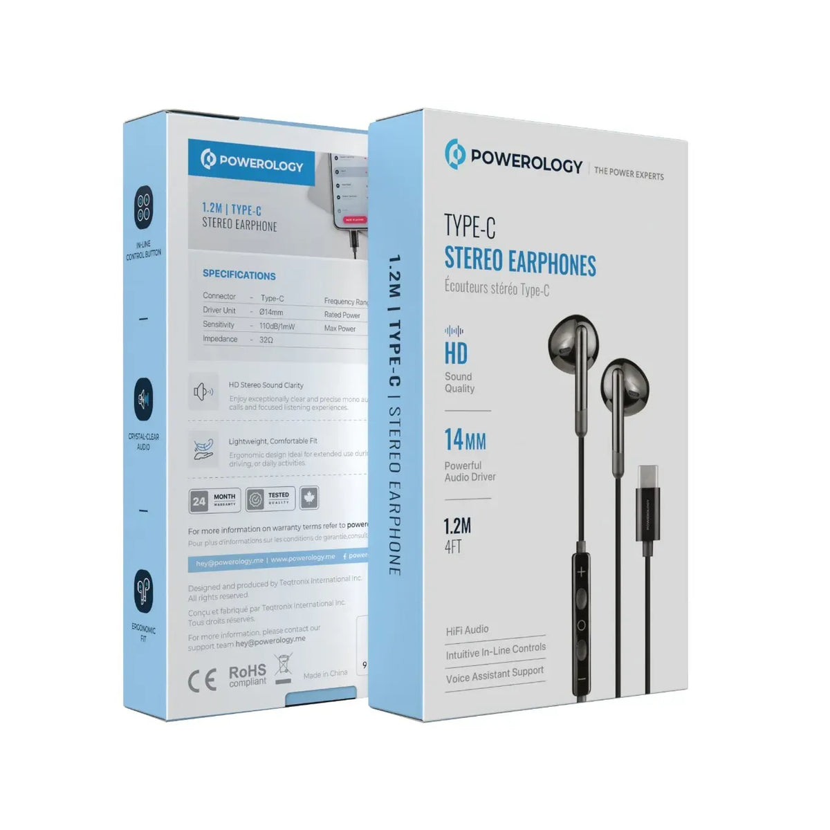 Powerology Type-CStereo Earphones - Black – image 2