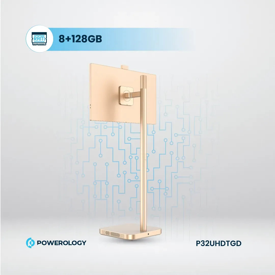 Powerology Android 32” UHD 60 Hz Tabletwith Stand 8+128 GB - Gold – image 4