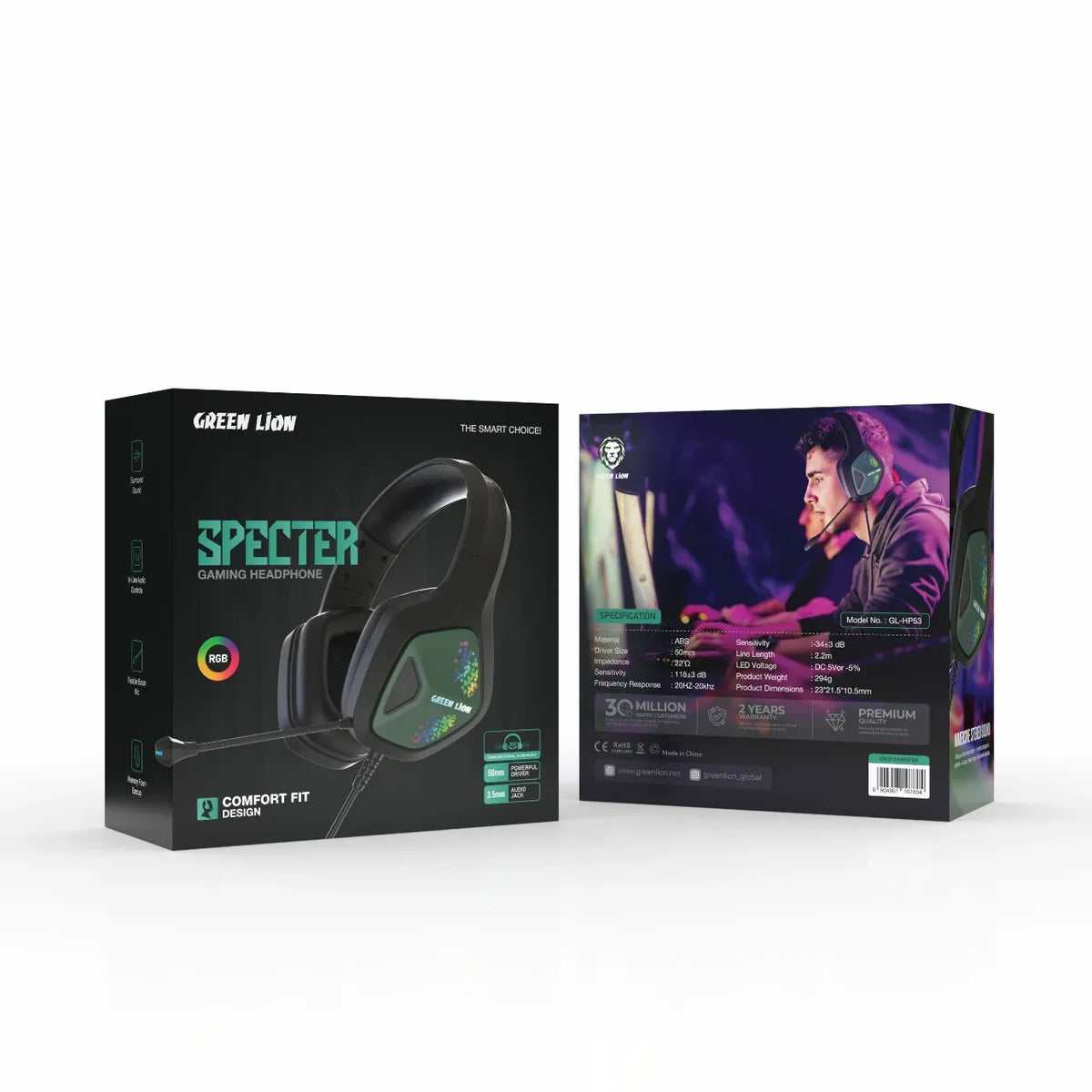 Green Lion Specter Gaming Headphone Black – image 4
