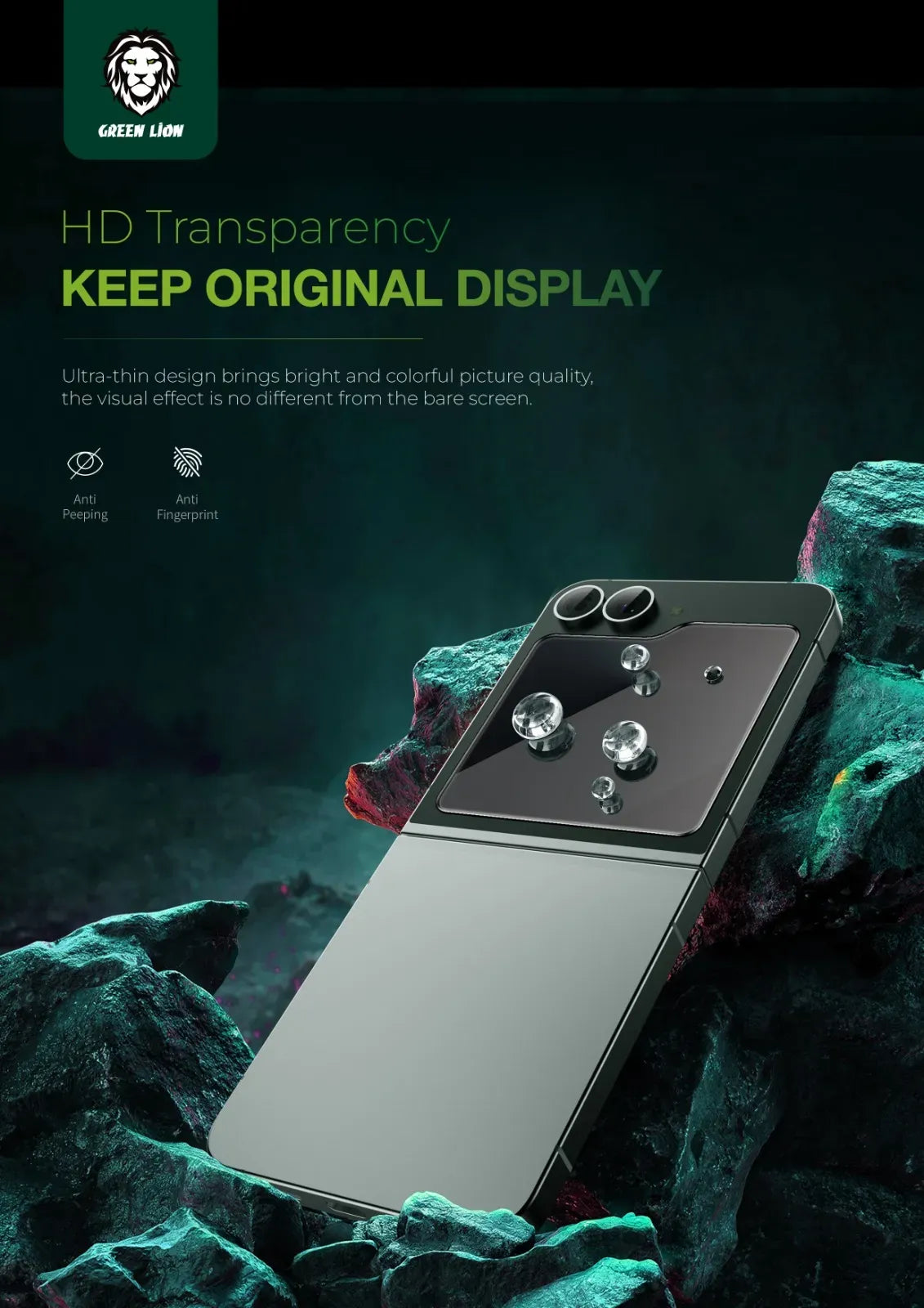 Green Lion Flip Protection Pack Privacy for Z Flip 6 Black – image 8