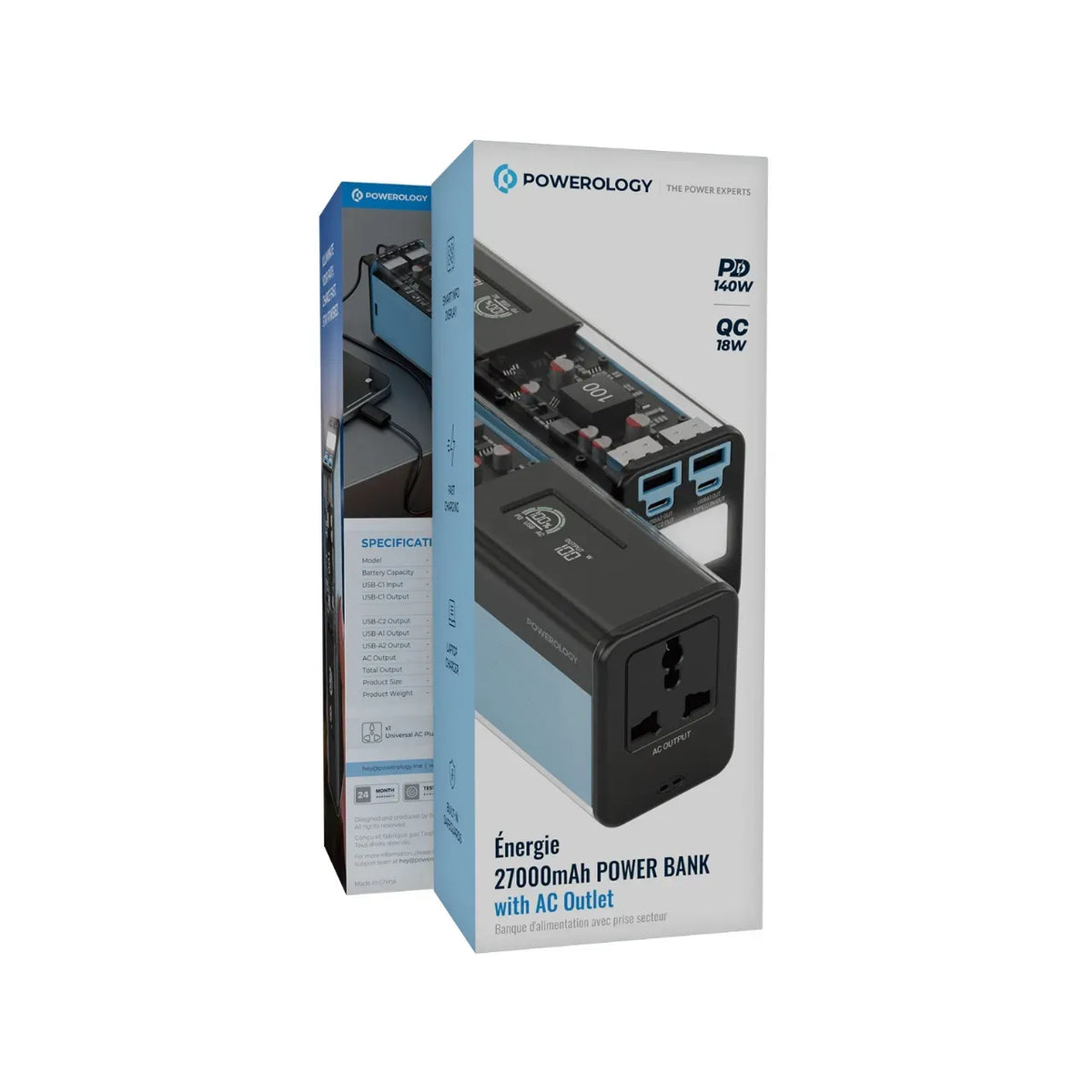 Powerology Energie 27000mAh Power Bank with AC Outlet Black – image 3