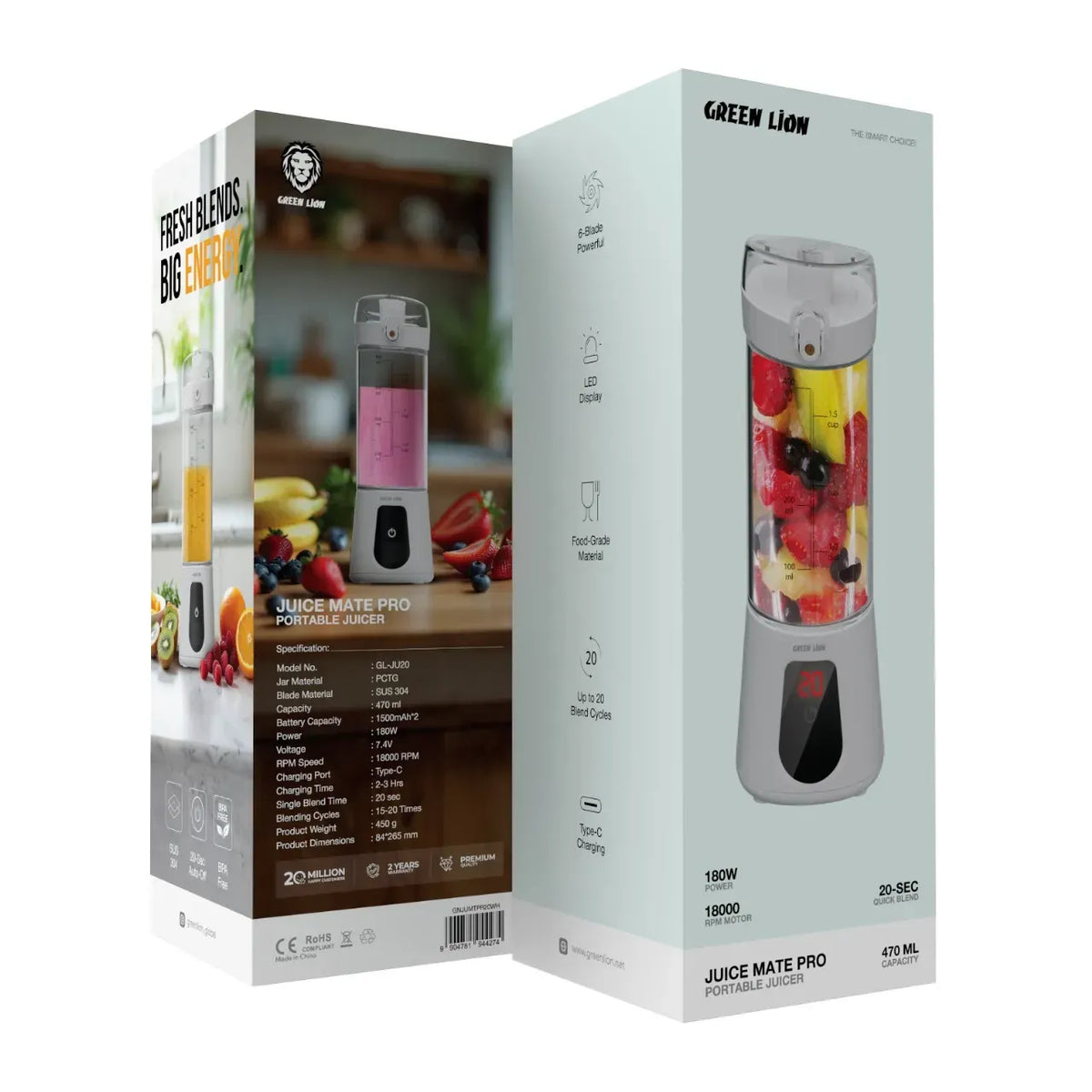 Green Lion Juice Mate Pro Portable Juicer 470 m L - White – image 4