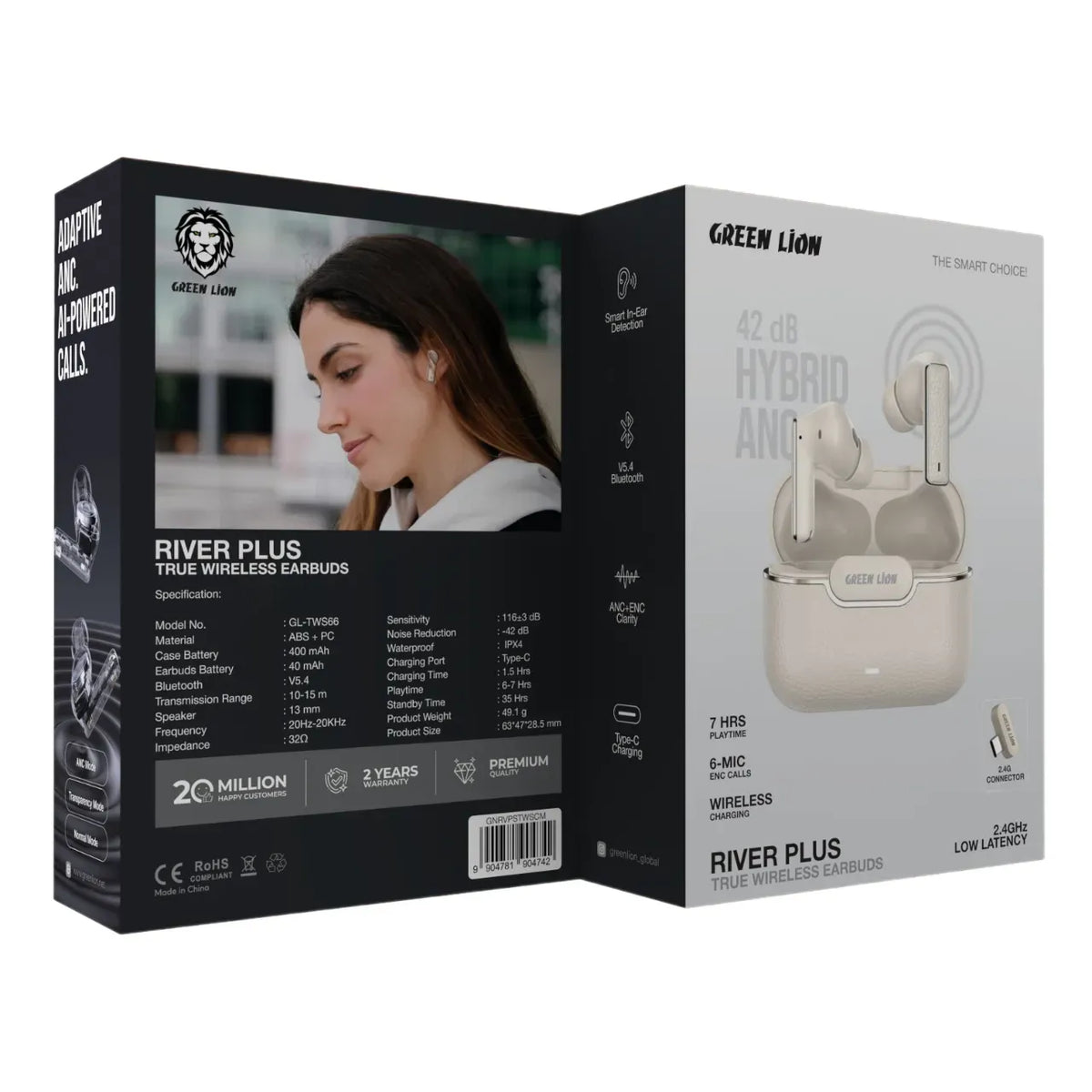 Green Lion River Plus True Wireless Earbuds - Cream – image 9