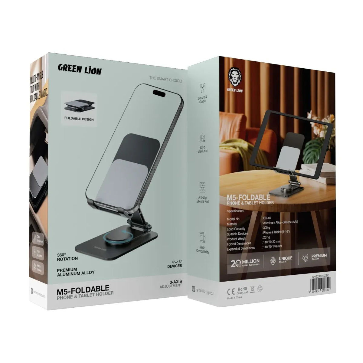 Green Lion M5 Foldable Phone Tablet Holder Black – image 5