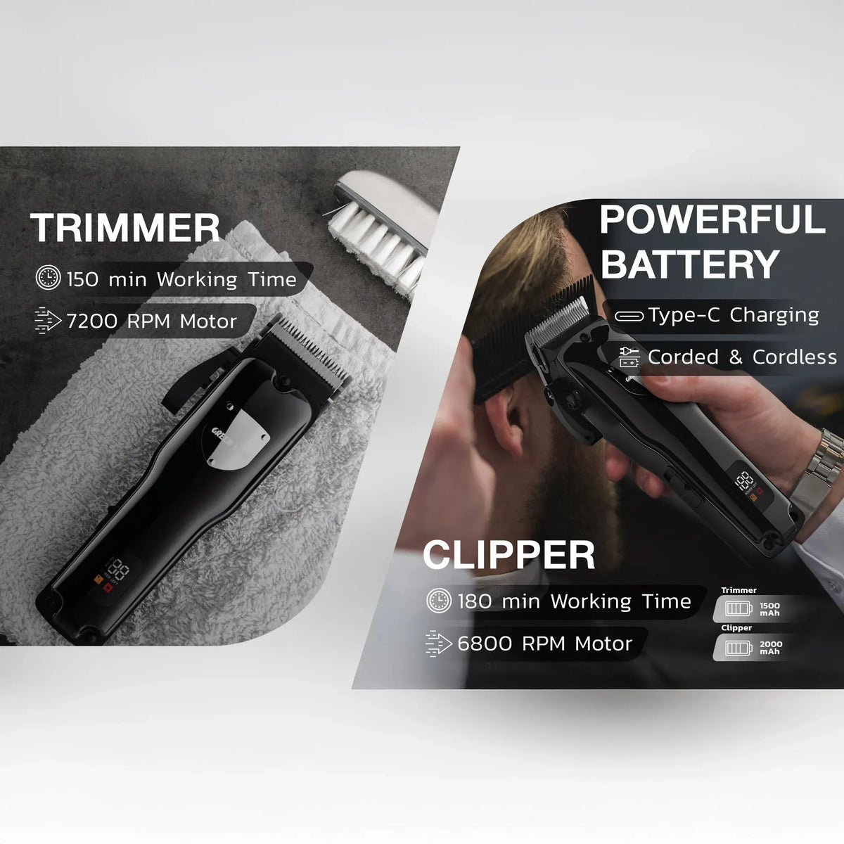 Green Lion Pro Trim Duo Hair Clipper Black – image 12