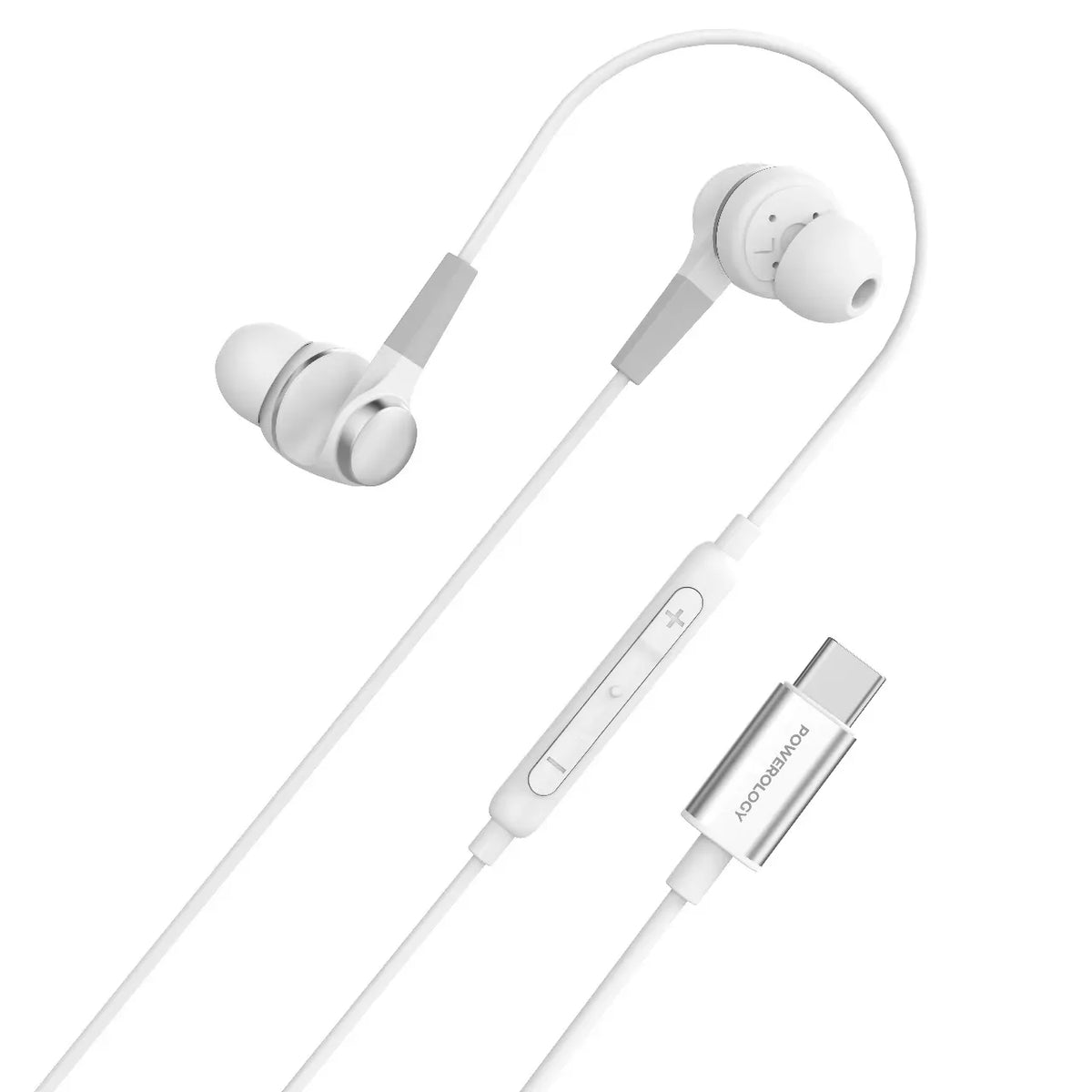 Powerology Type C Stereo Earphones White – image 4