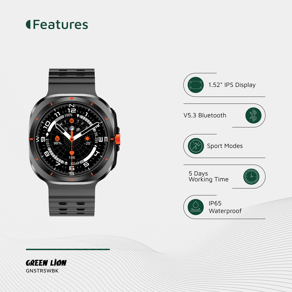 Green Lion Strive Smart Watch - Black – image 6