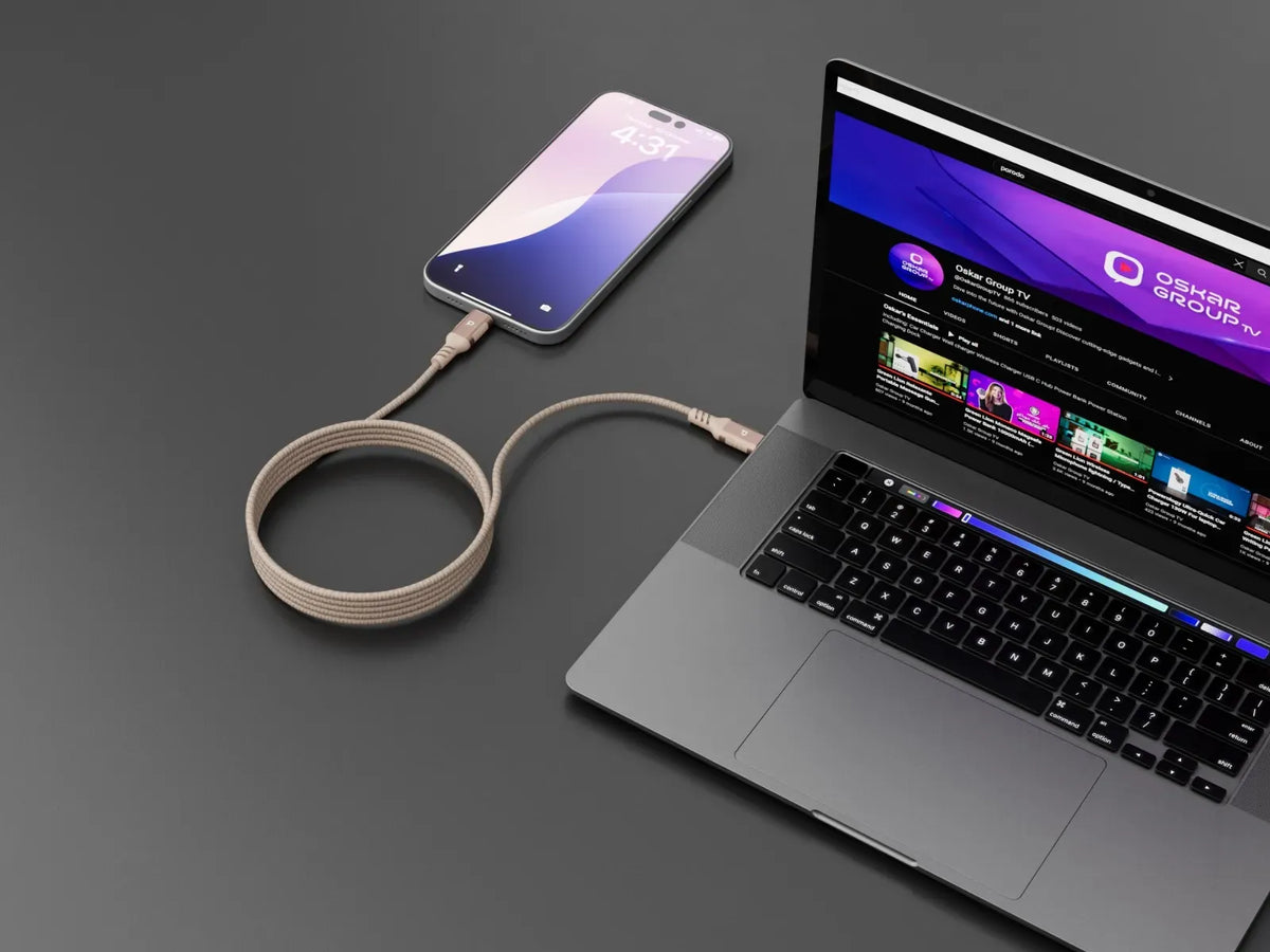 Powerology Malinka Weave Magnetic USB-C 1.2 M Cable PD 60 W - Desert Titanium