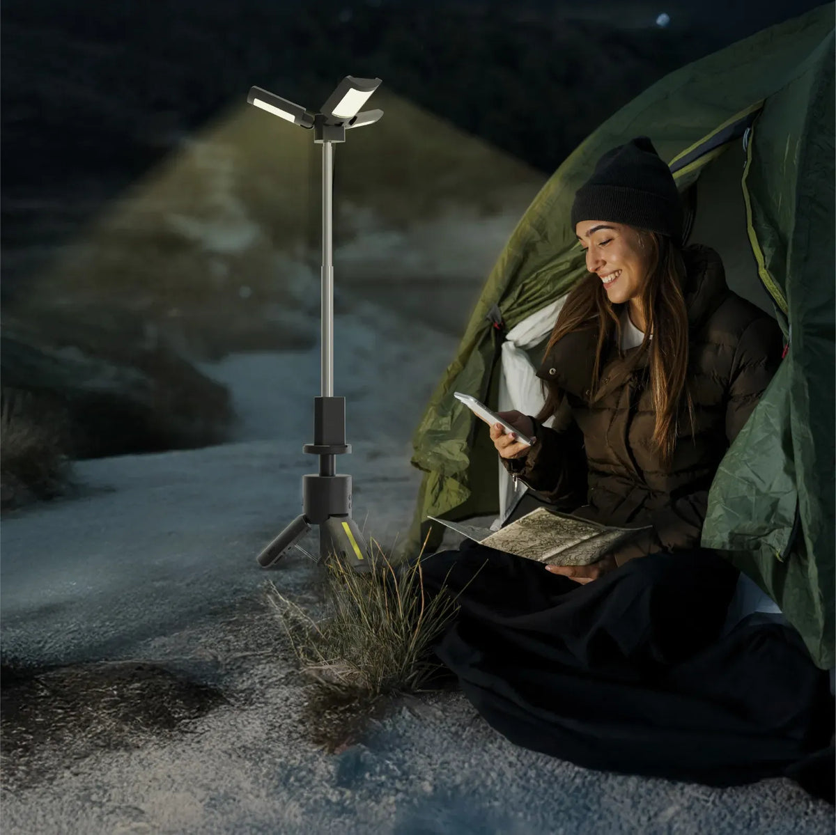 Green Lion Trio Beam Tripod Camping Light Black – image 3