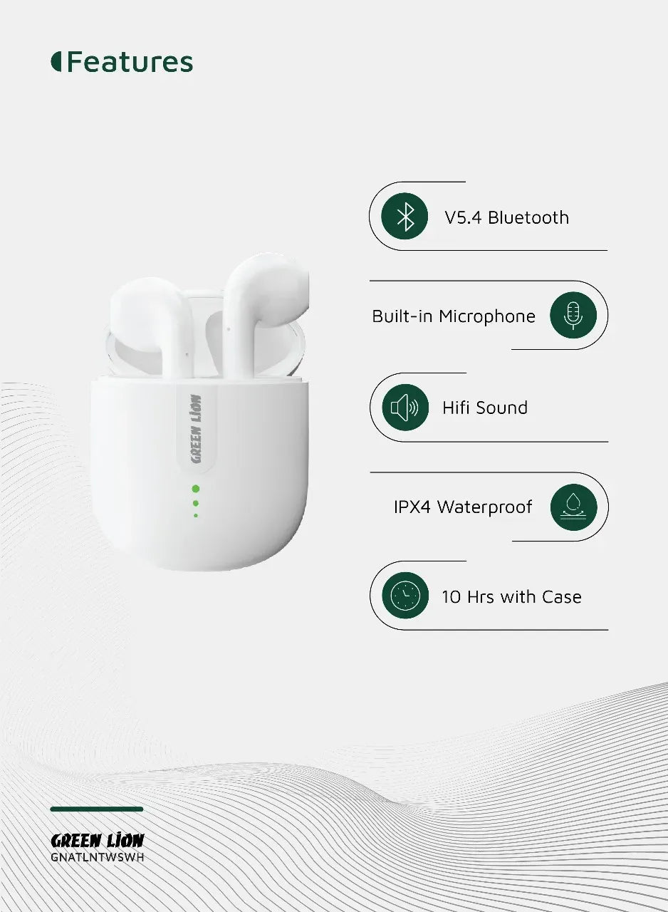 Green Lion Atlanta True Wireless Earbuds - White – image 11