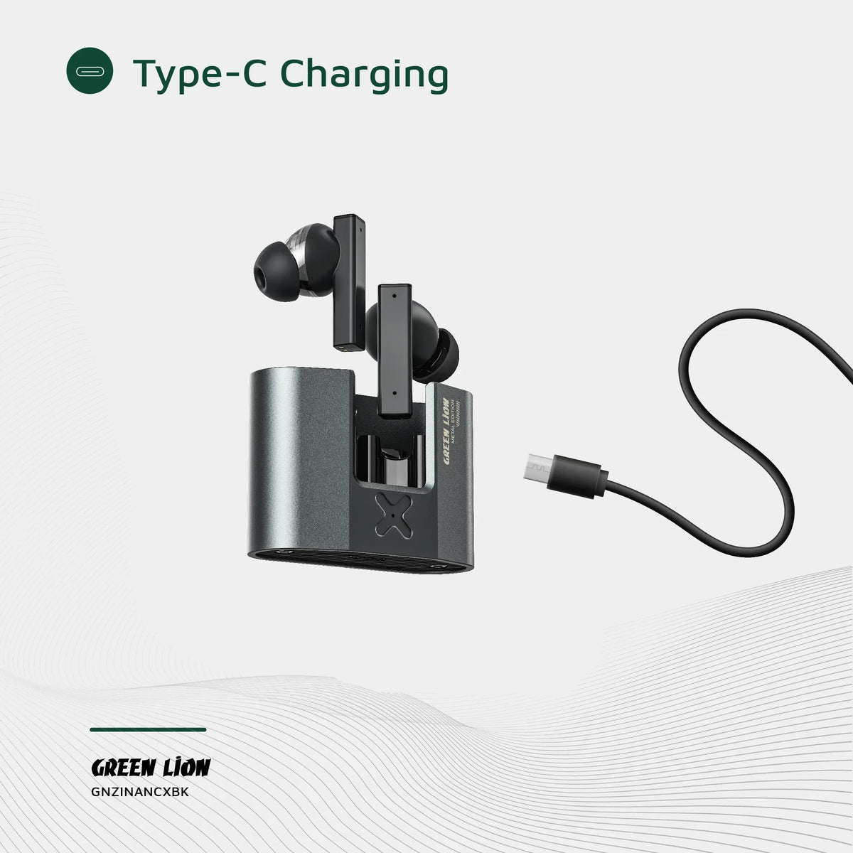 Green Lion Zinc X Metal Earbuds Tws with Anc Black – image 9