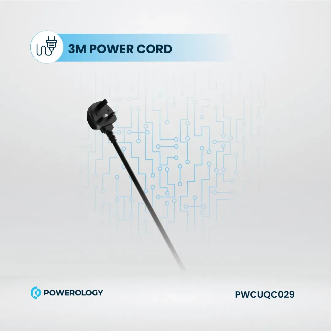 Powerology 2500w 4 AC Power Strip with Built in Retractable Cables Black – image 3