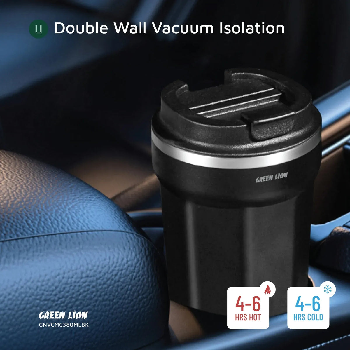 Green Lion Vacuum Mug 380 ml - Black – image 10