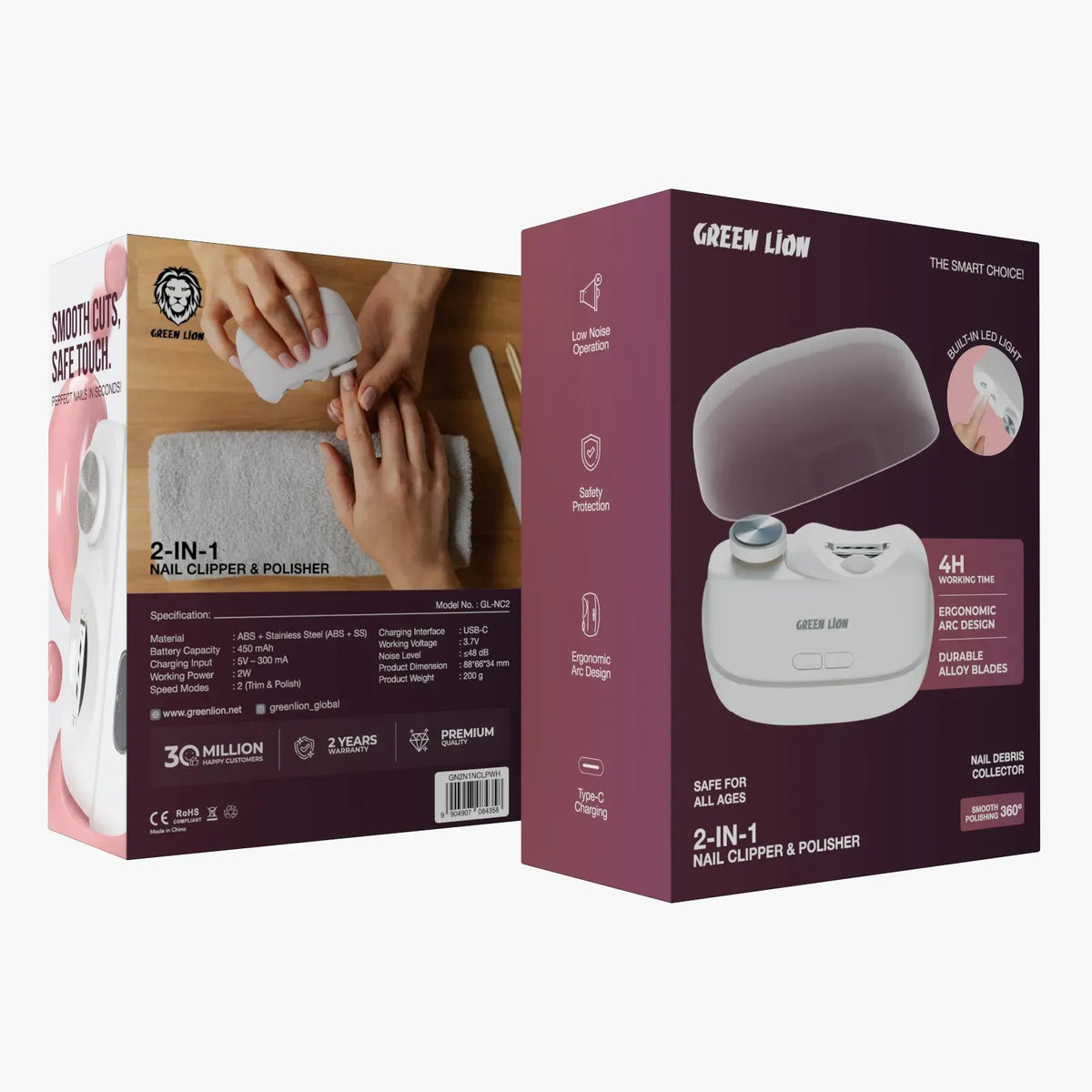 Green Lion 2 in 1 Nail Clipper and Polisher White – image 7