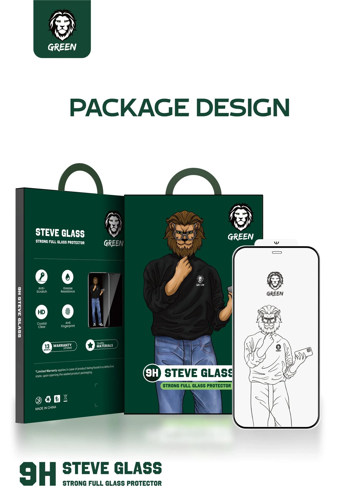Green Lion 9 HSteve HD Screen Protector - Black Edge/Clear – image 11