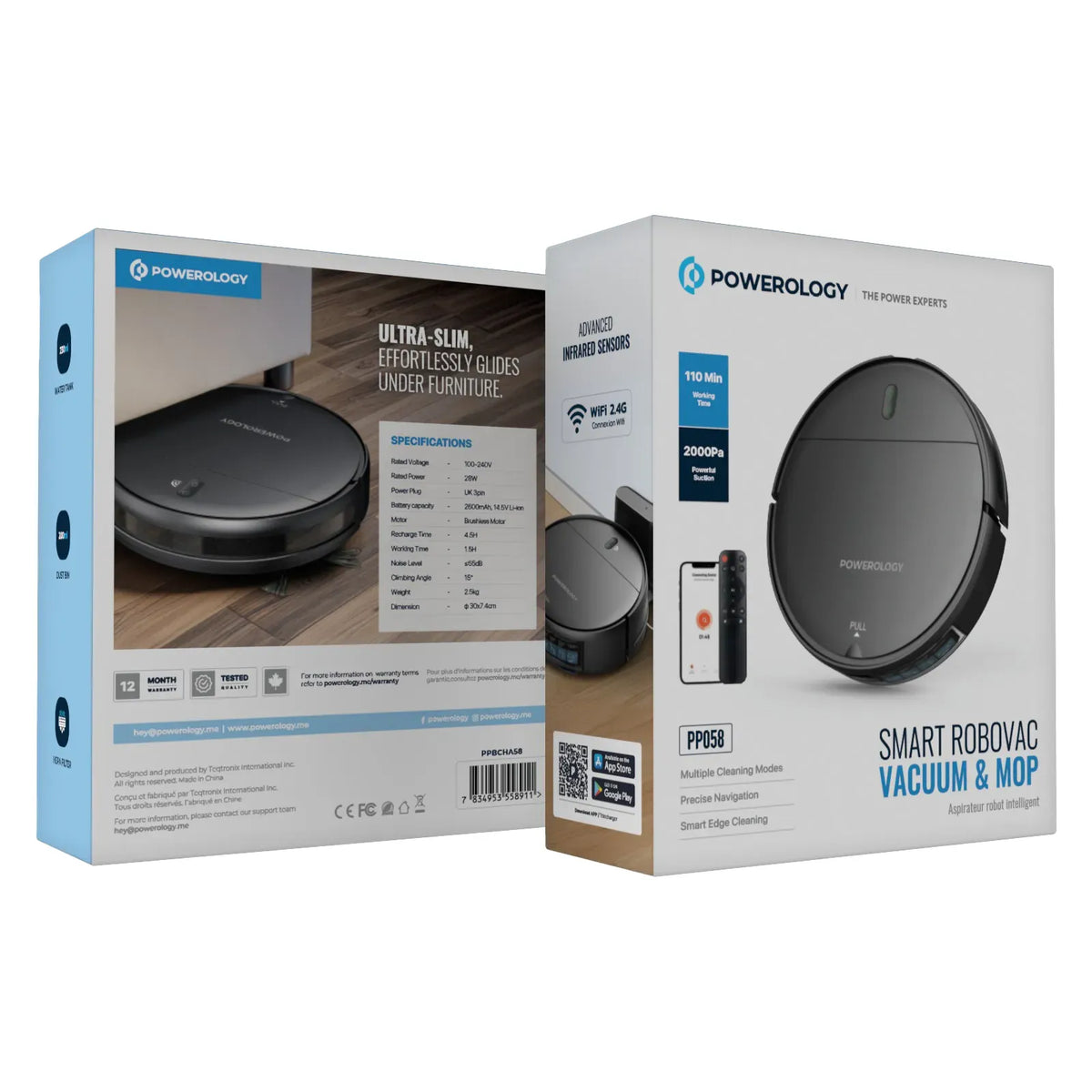 Powerology Smart Robovac Vacuum Mop Black – image 10