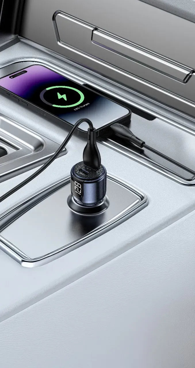 Green Lion Dual Port Car Charger PD+QC 75 WCto C 1 m Cable - Grey – image 6