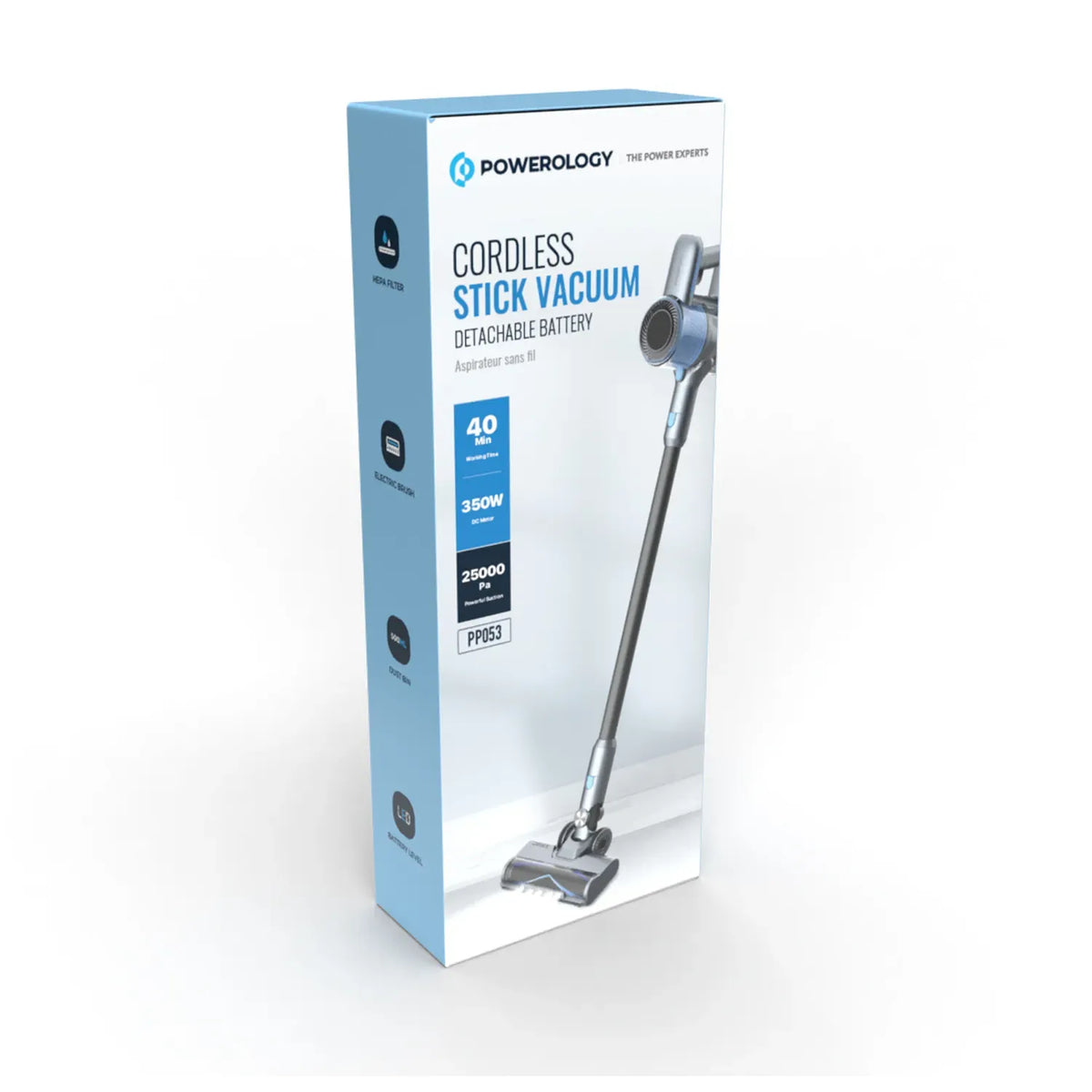 Powerology Cordless Stick Vacuum Cleaner with Detachable Battery Dark Grey – image 2