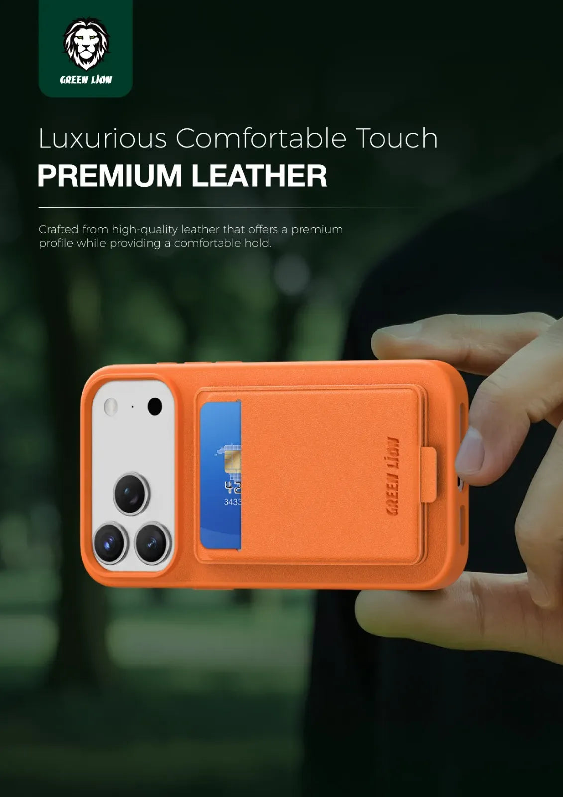 Green Lion Regal MagSafe Leather Case With Card Holder - Orange – image 6