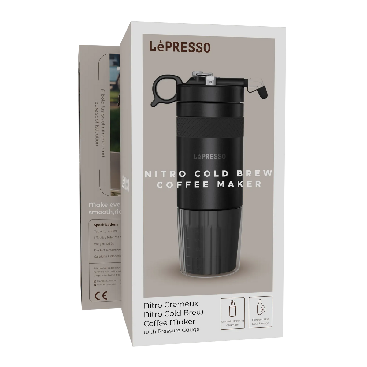 LePresso Nitro Cremeus Nitro Cold Brew Coffee Maker with Pressure Gauge Black – image 5