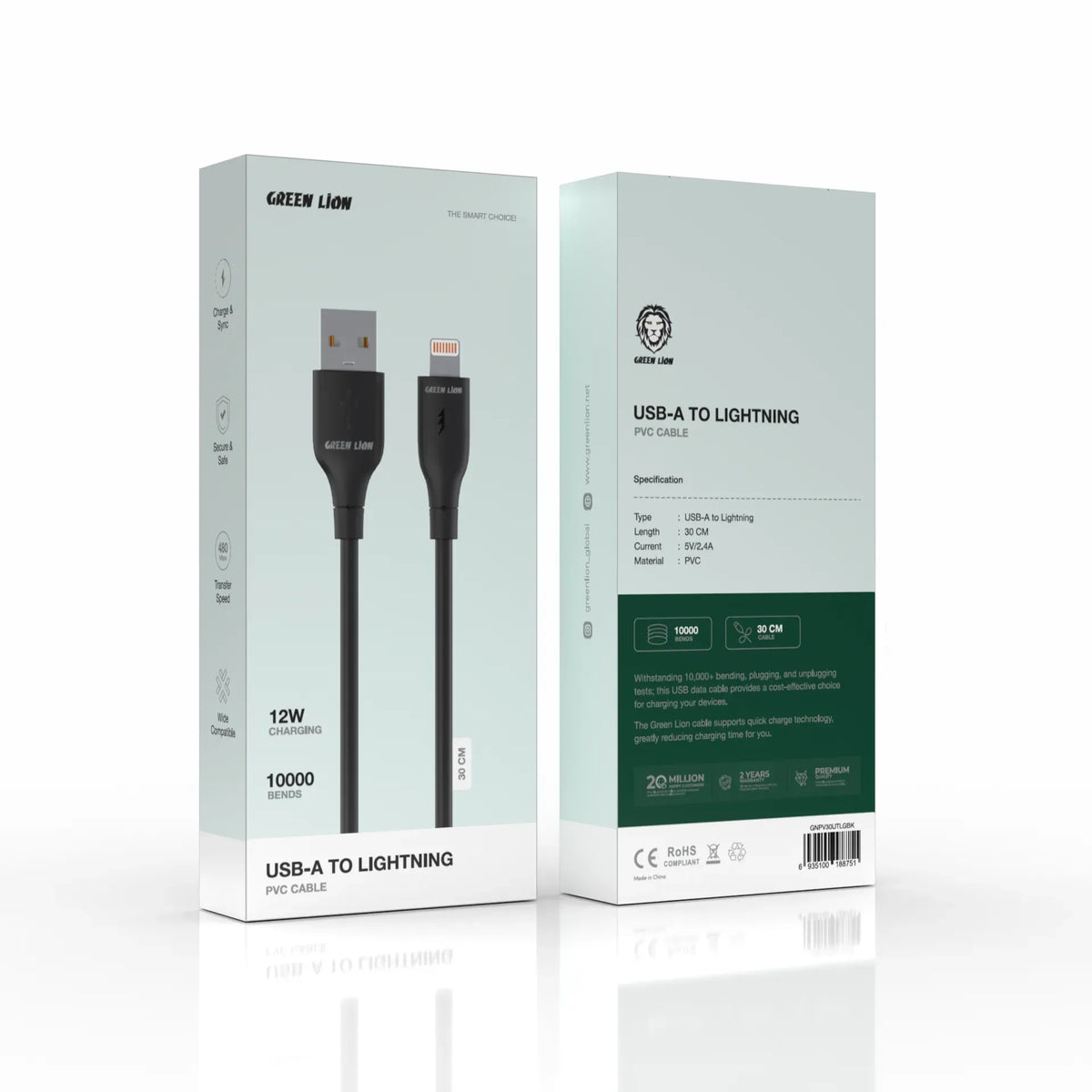 Green Lion USB A to Lightning Pvc Cable Black – image 2