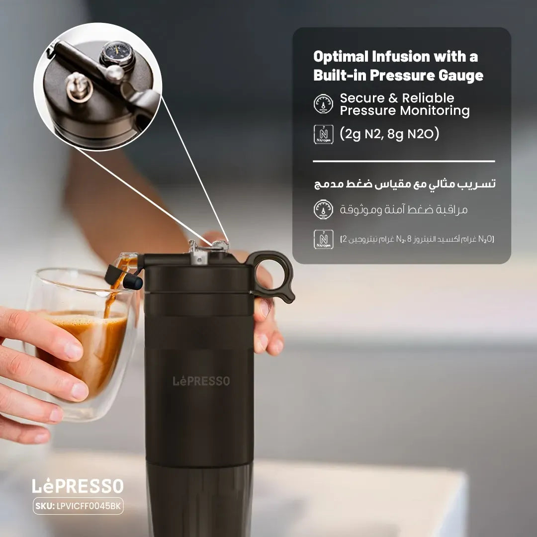 LePresso Nitro Cremeus Nitro Cold Brew Coffee Maker with Pressure Gauge Black – image 10