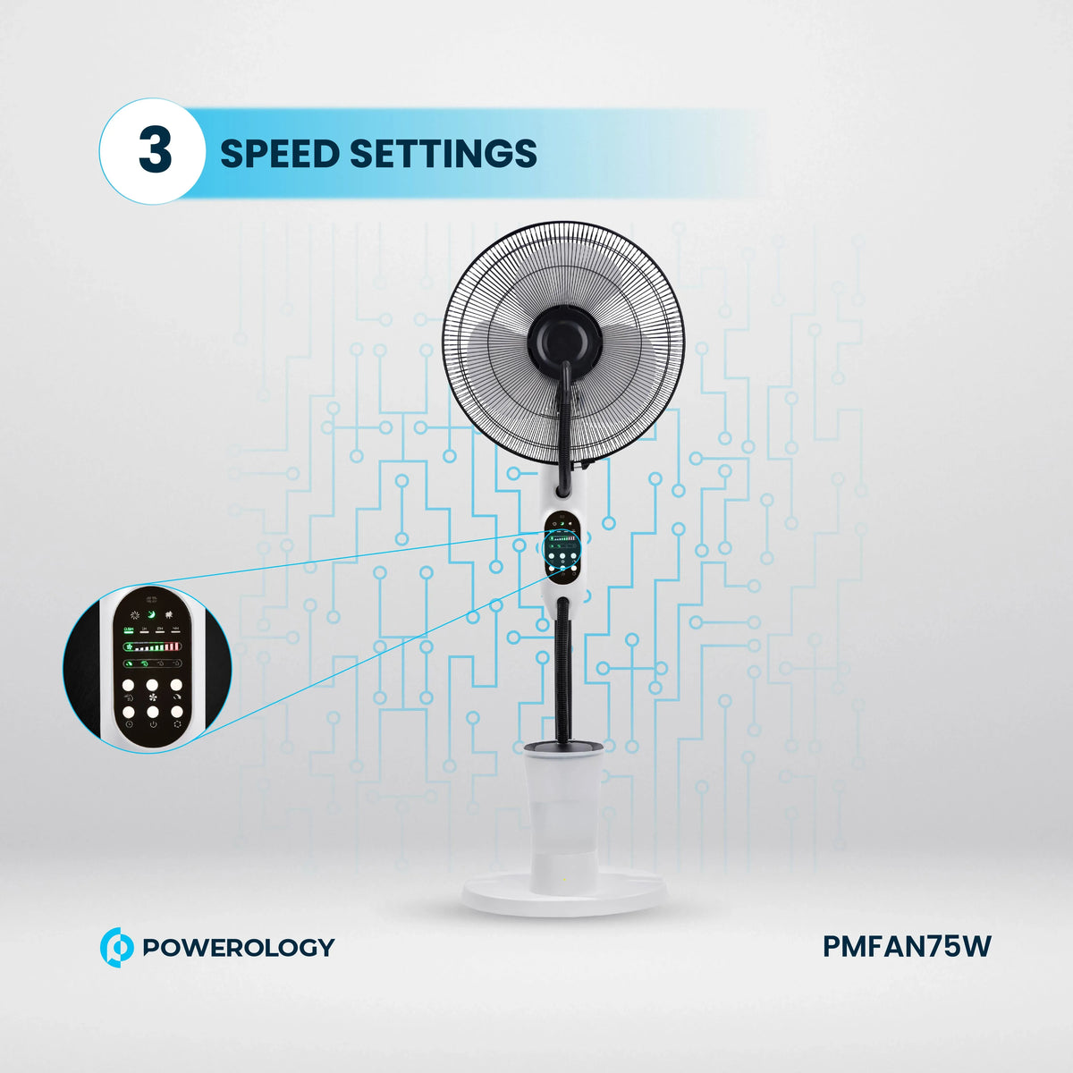 Powerology Tilt Oscillating Fan Mist Spray Humidifier Black – image 13
