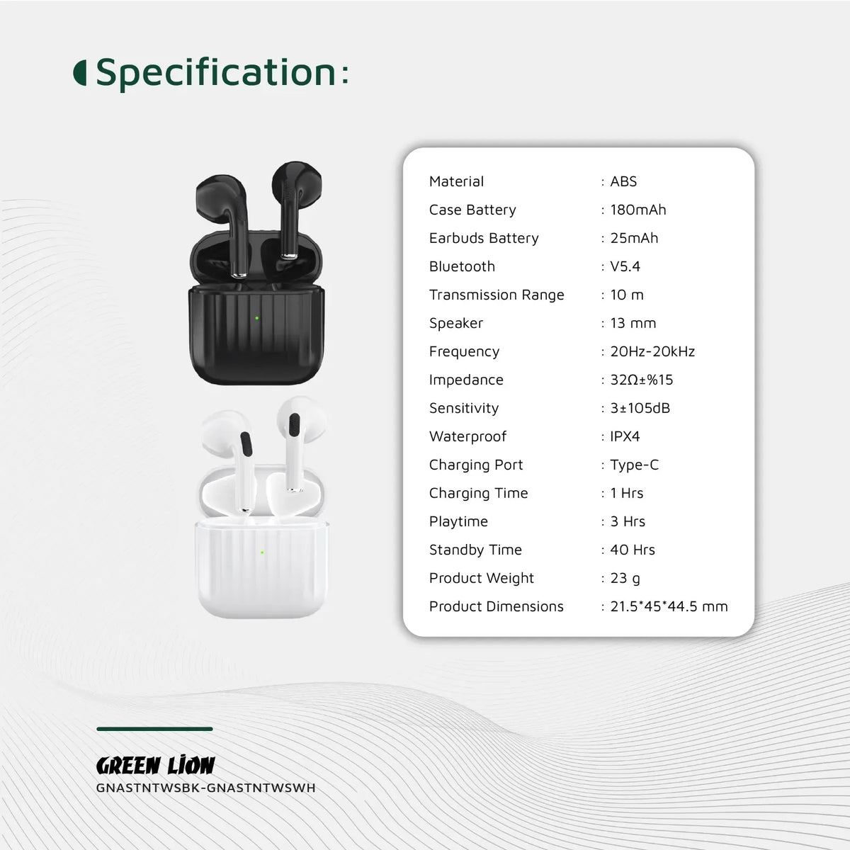 Green Lion Austin True Wireless Earbuds - Black – image 3
