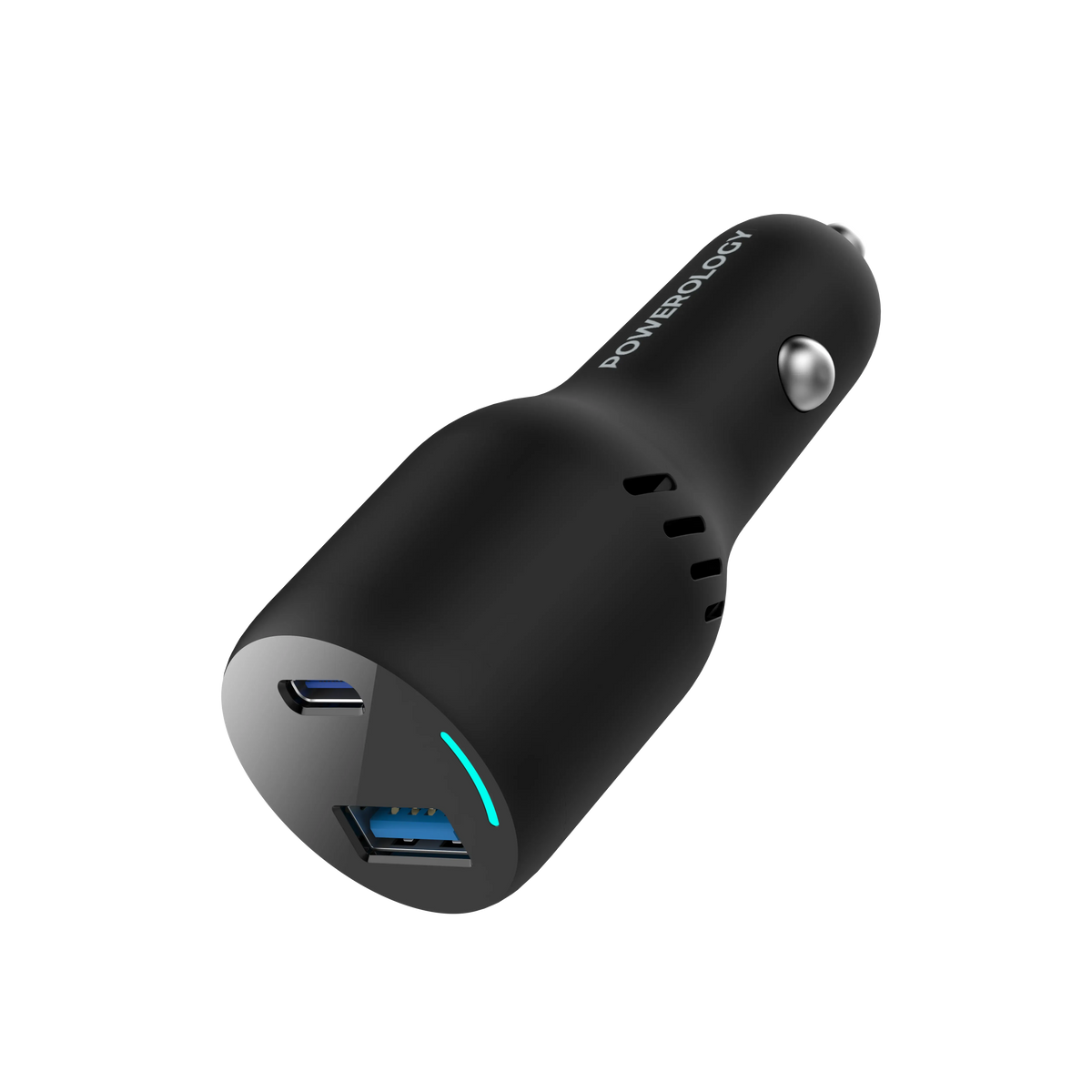 Powerology 65w PD Qc3 0 LED Dual Ports Car Charger Black – image 3