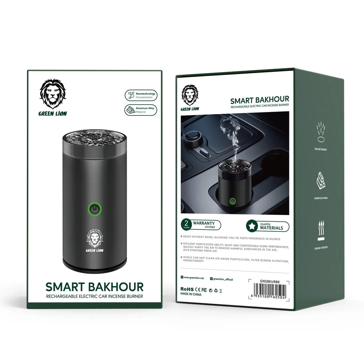 Green Lion Smart Bakhour Rechargeable Electric Car Incense Burner - Black – image 2
