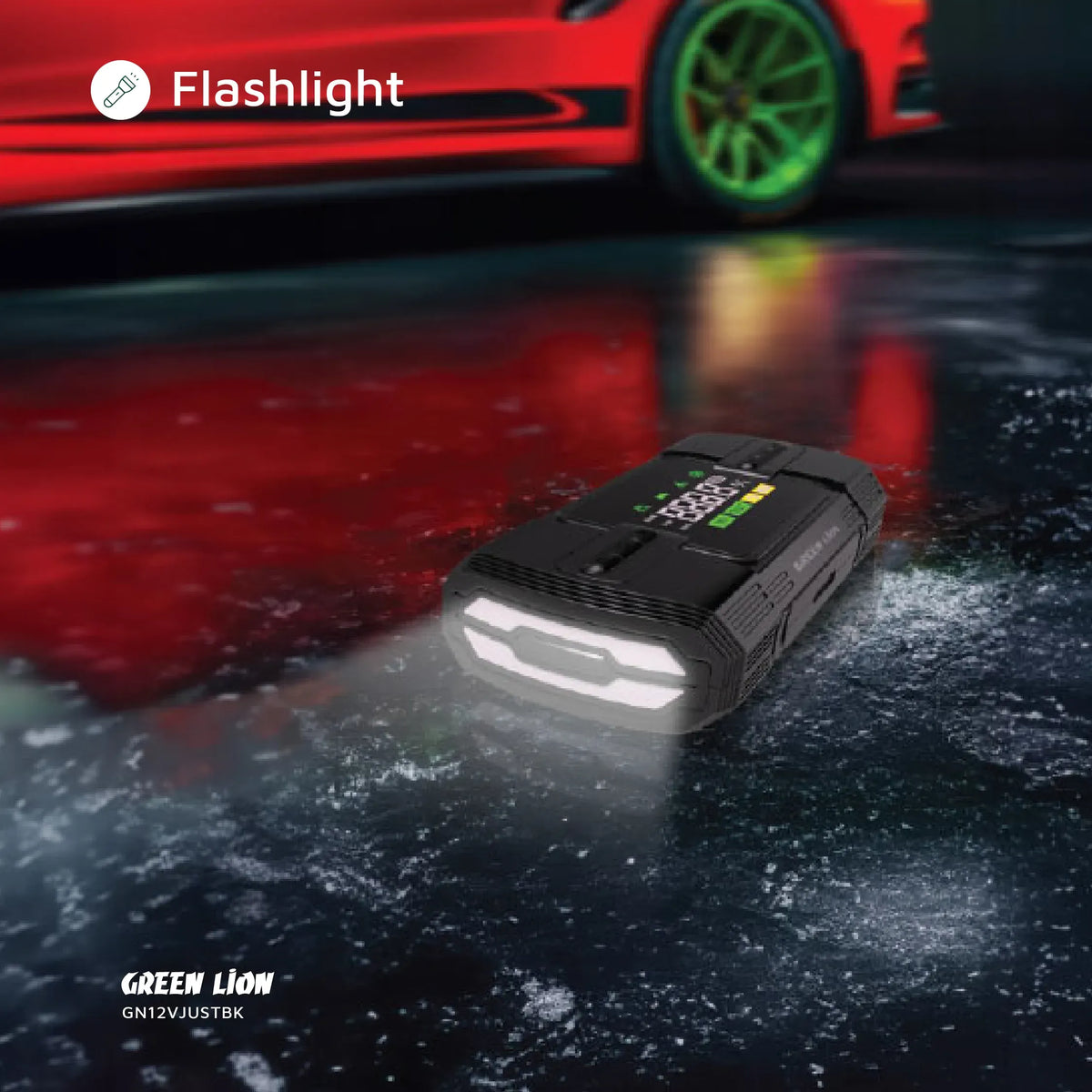 Green Lion 12 VJump Starter 12000 m Ah Power Bank|Flash Light|Air Compressor - Black – image 8