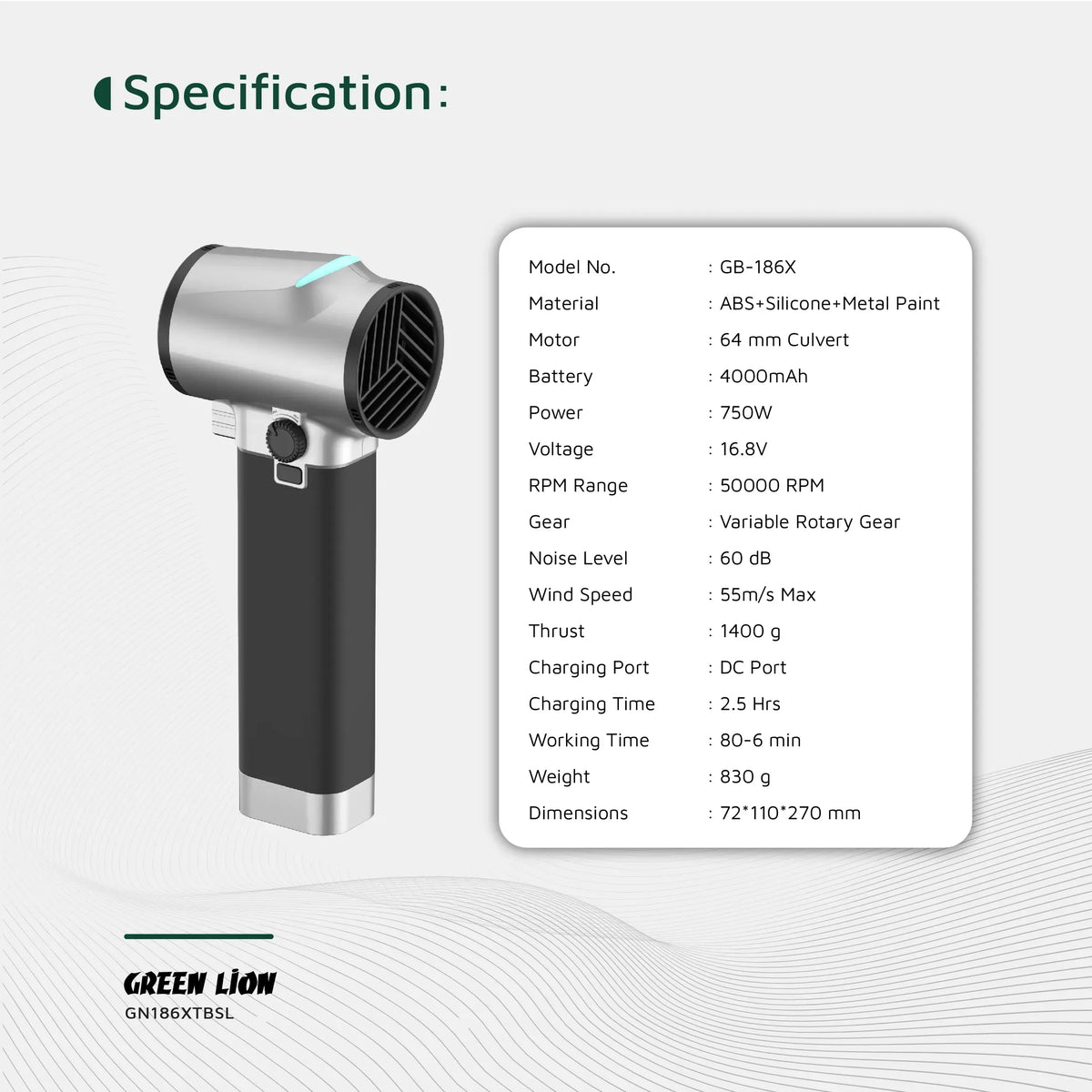 Green Lion GB-186 XTurbo Blower - Silver – image 8