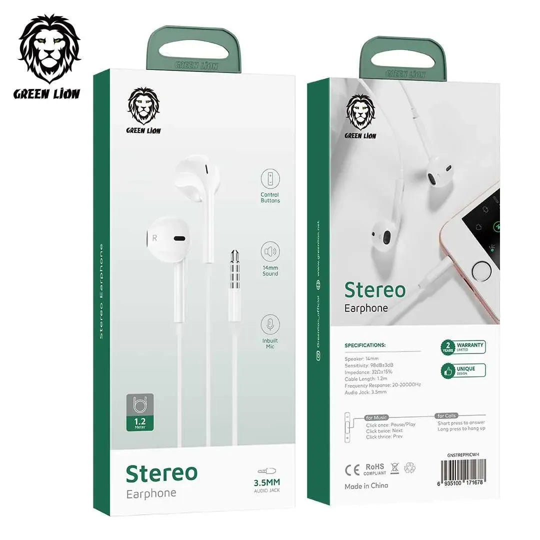 Green Lion Stereo Earphone (1.2 m) - White – image 6