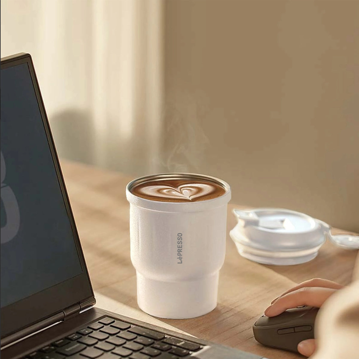 LePresso Insulated Tumbler Hot & Cold Drinks - White – image 3
