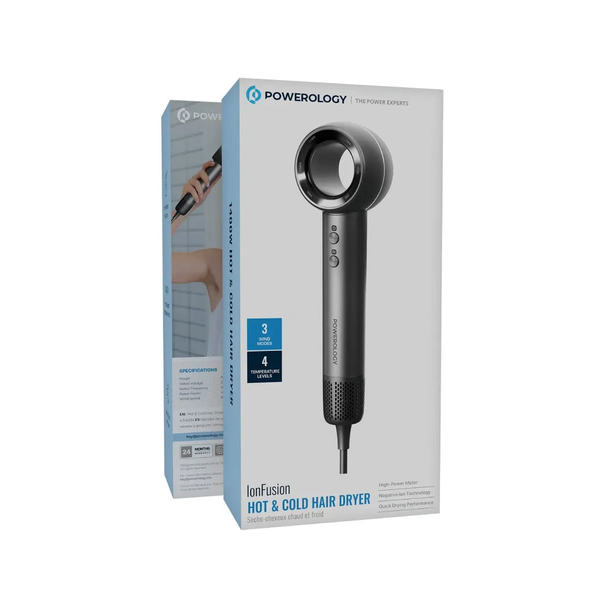 Powerology Lonfusion Hot Cold Hair Dryer Gray – image 5