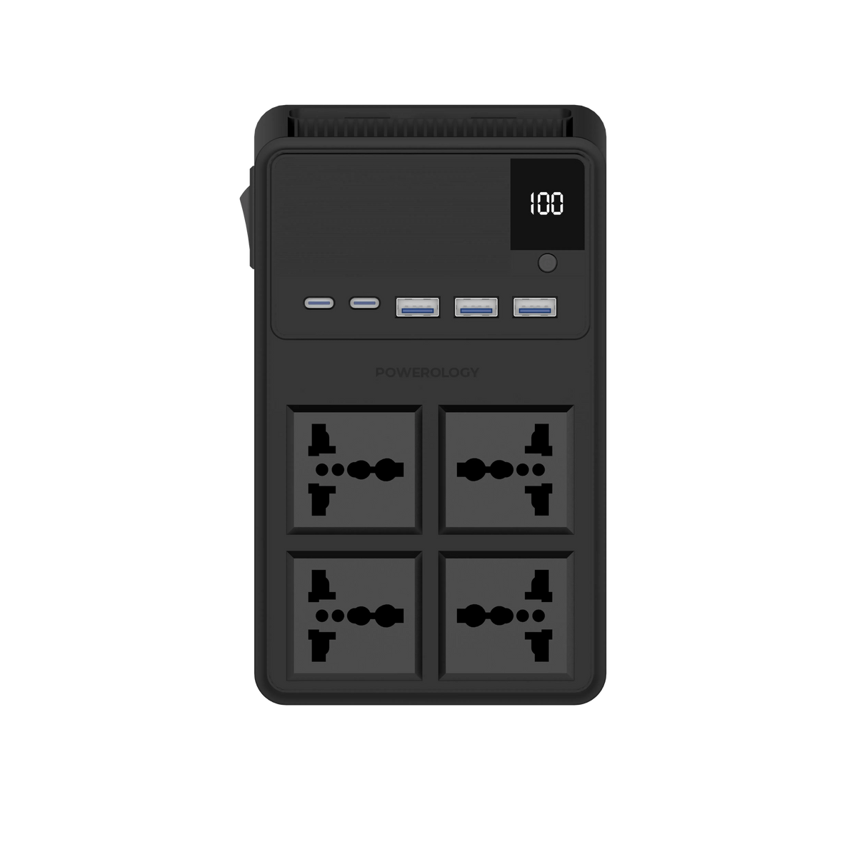 Powerology 2500w 4 AC Power Strip with Built in Retractable Cables Black – image 16
