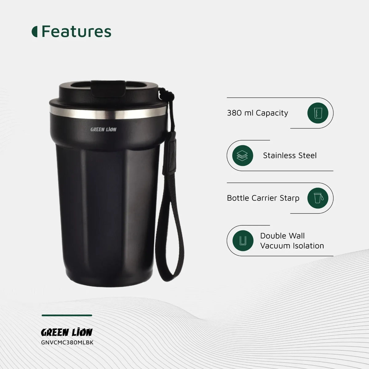 Green Lion Vacuum Mug 380 ml - Black – image 6