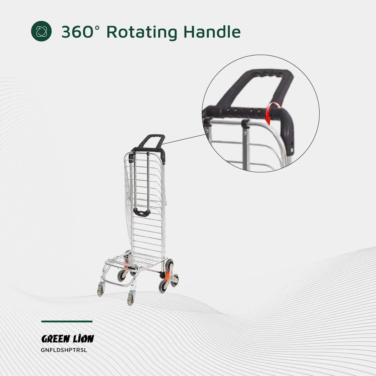 Green Lion Foldable Shopping Trolley Silver – image 9