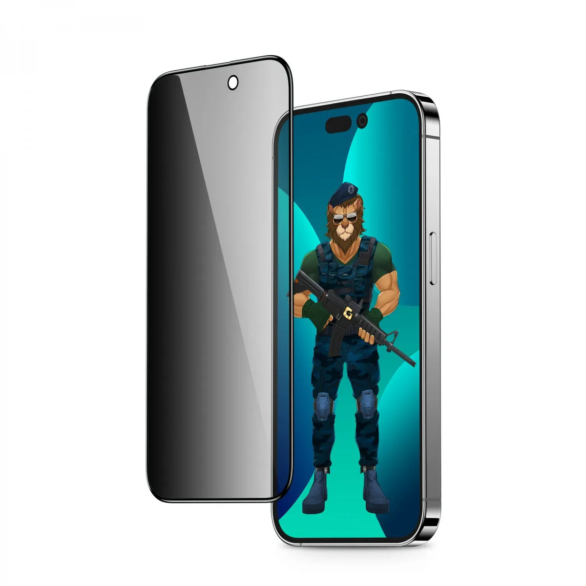 Green Lion 3d Pet Privacy Glass Screen Protector for Iphone 14 Pro Black Edge Privacy – image 2