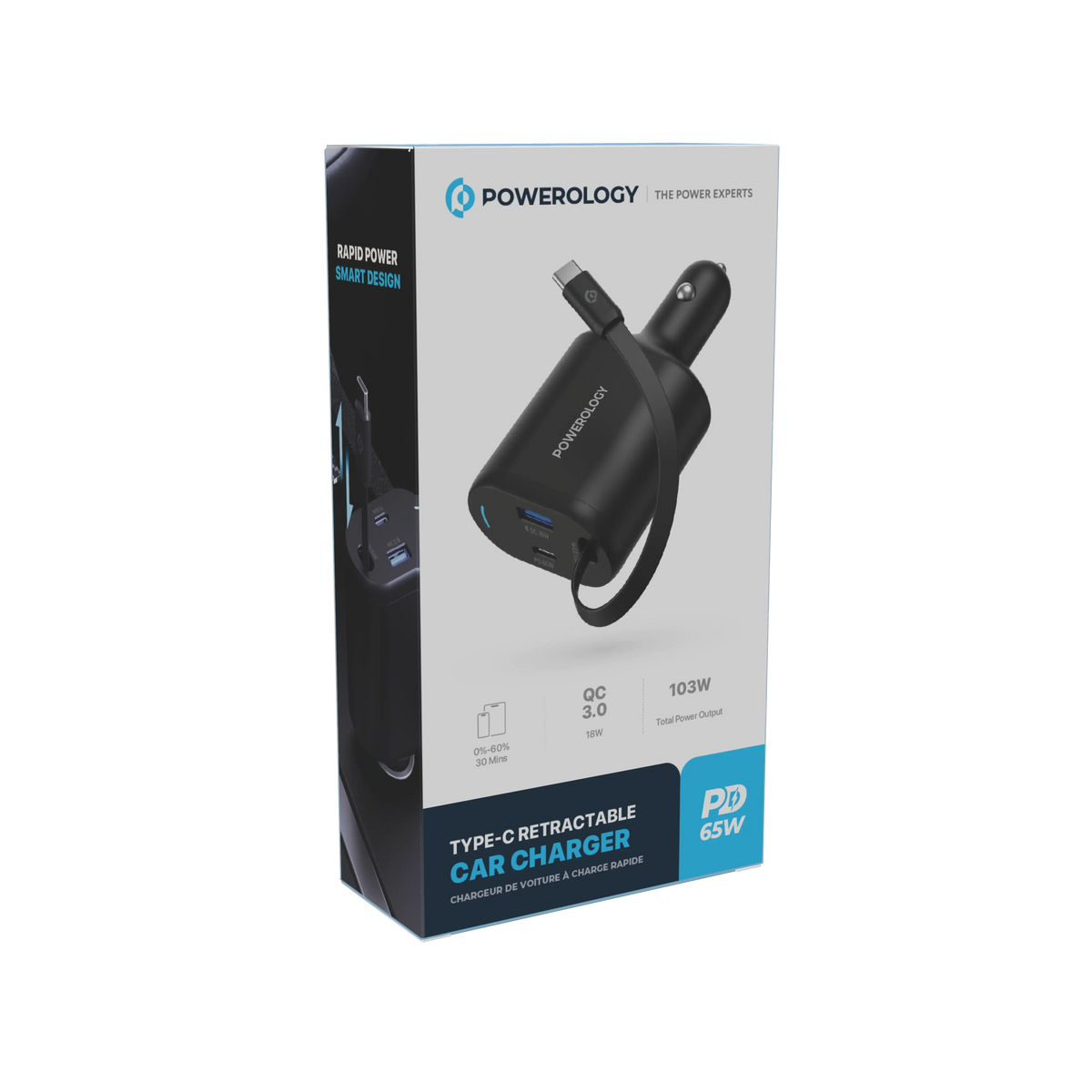 Powerology Type C Retractable Car Charger 103w Black – image 16