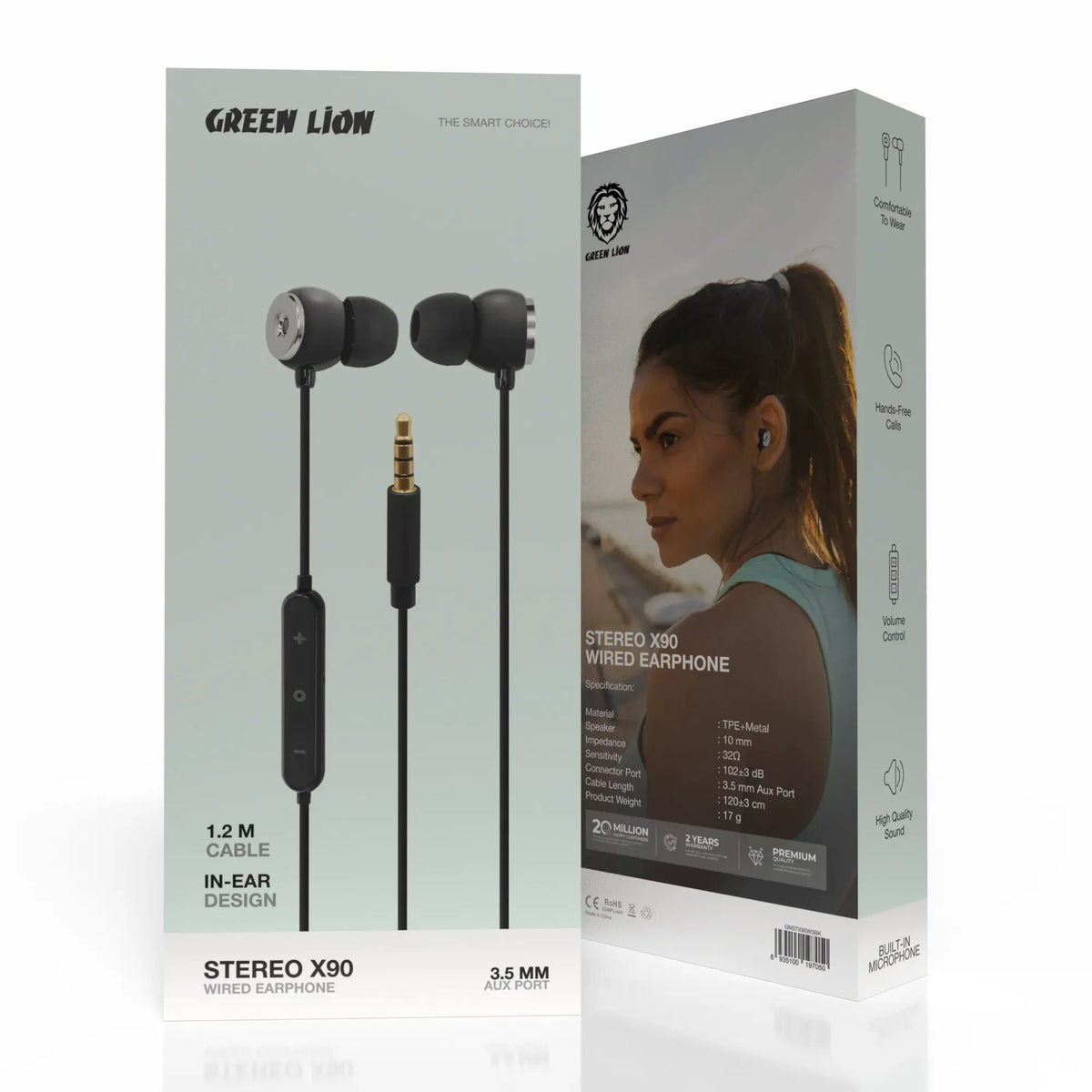 Green Lion Stereo X 903.5 mm Wired Earphone - Black – image 5