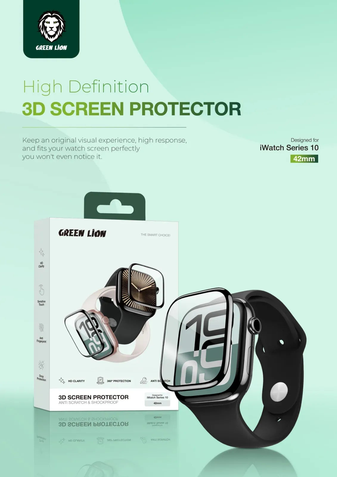 Green Lion 3 DScreen Protectorfor Apple Watch - Clear