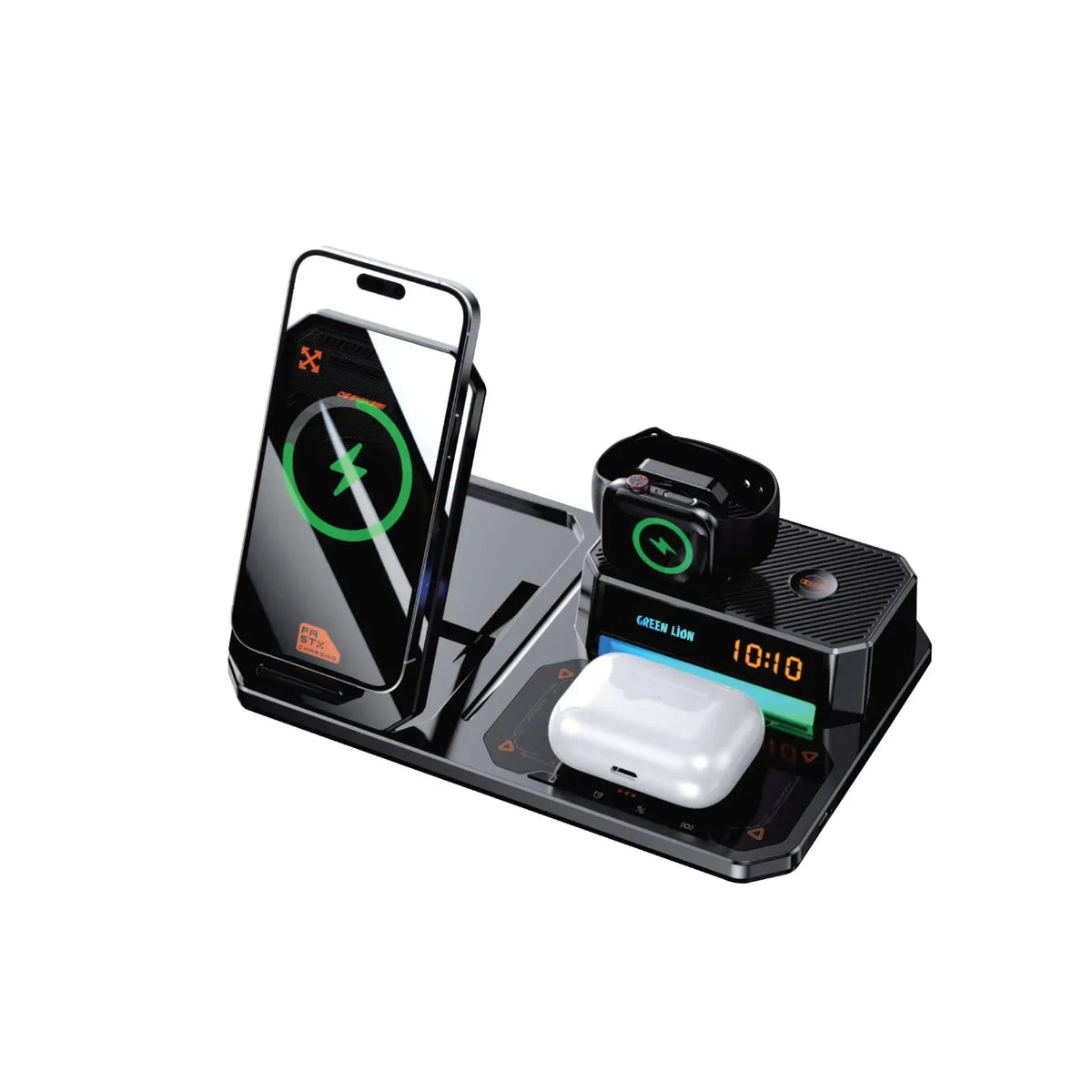 Green Lion 6 IN 1 Multifunctional Wireless Charger - Black