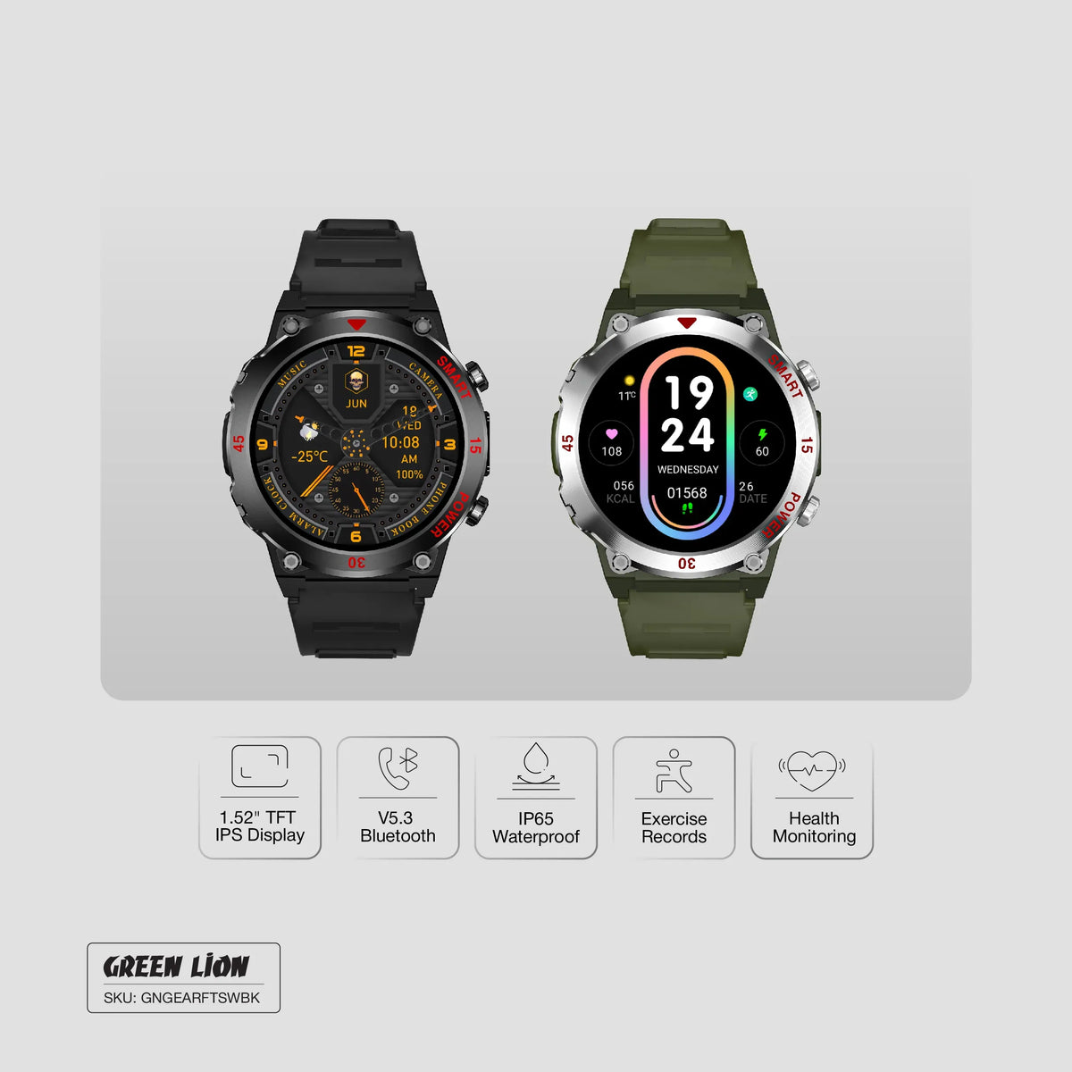 Green Lion Gear Fit Smart Watch - Black – image 9