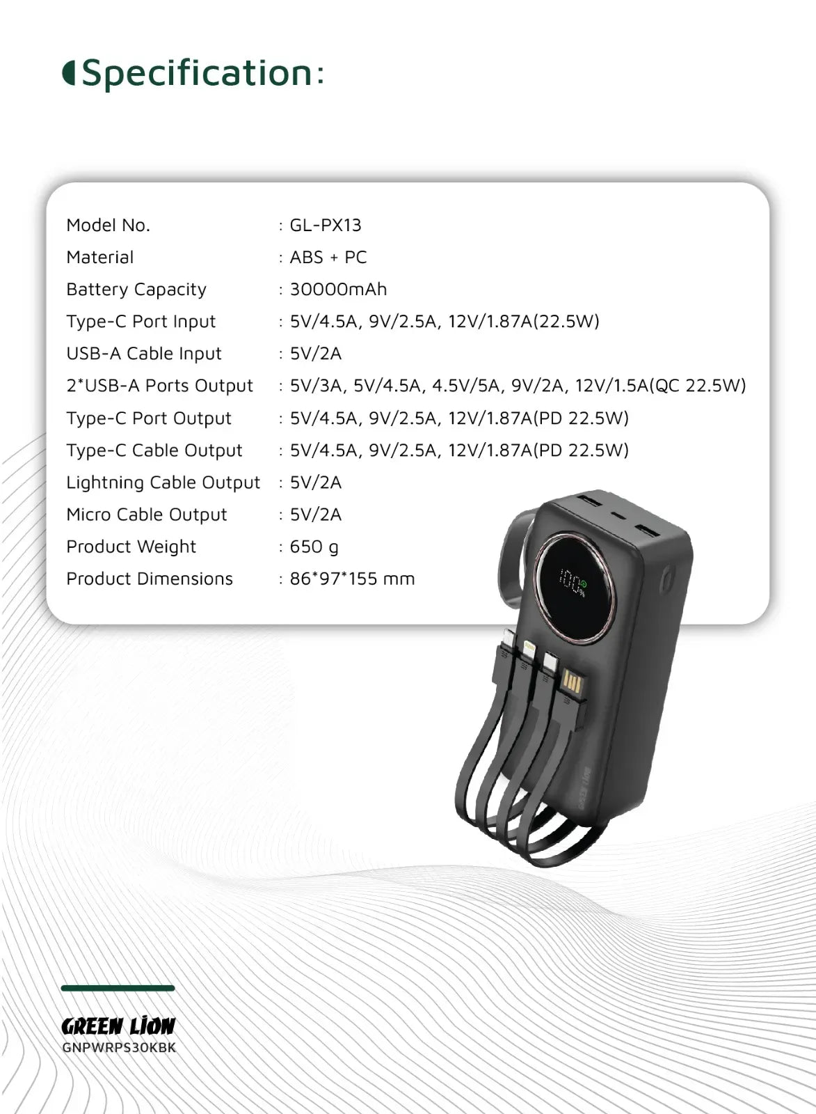 Green Lion Power Pulse 30000mAh Power Bank Black – image 10