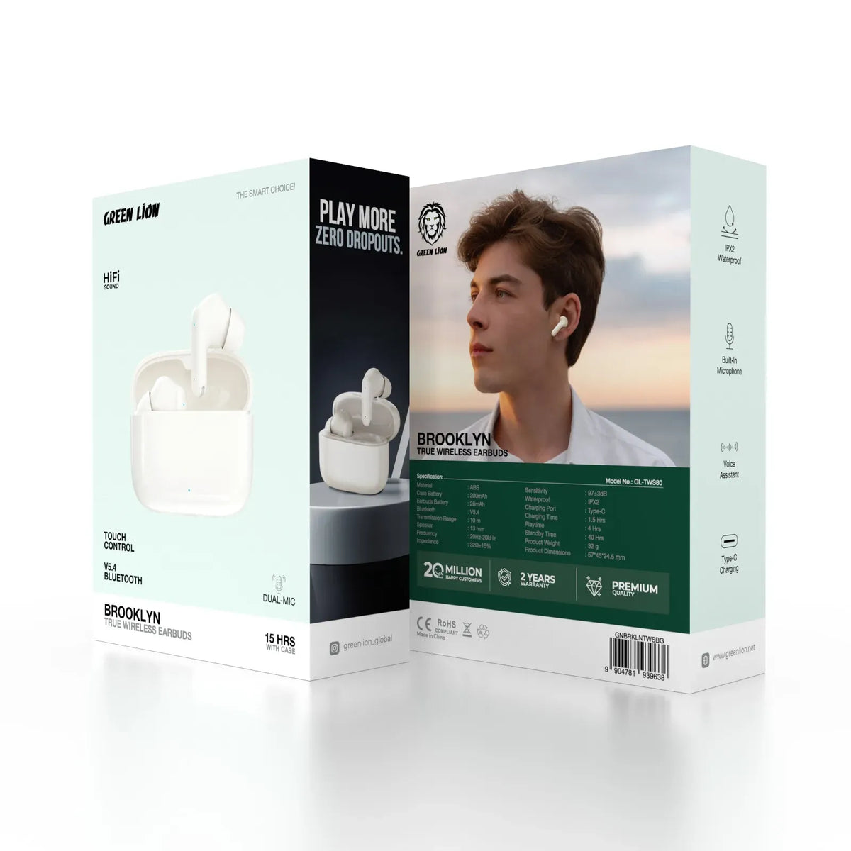 Green Lion Brooklyn True Wireless Earbuds - Beige