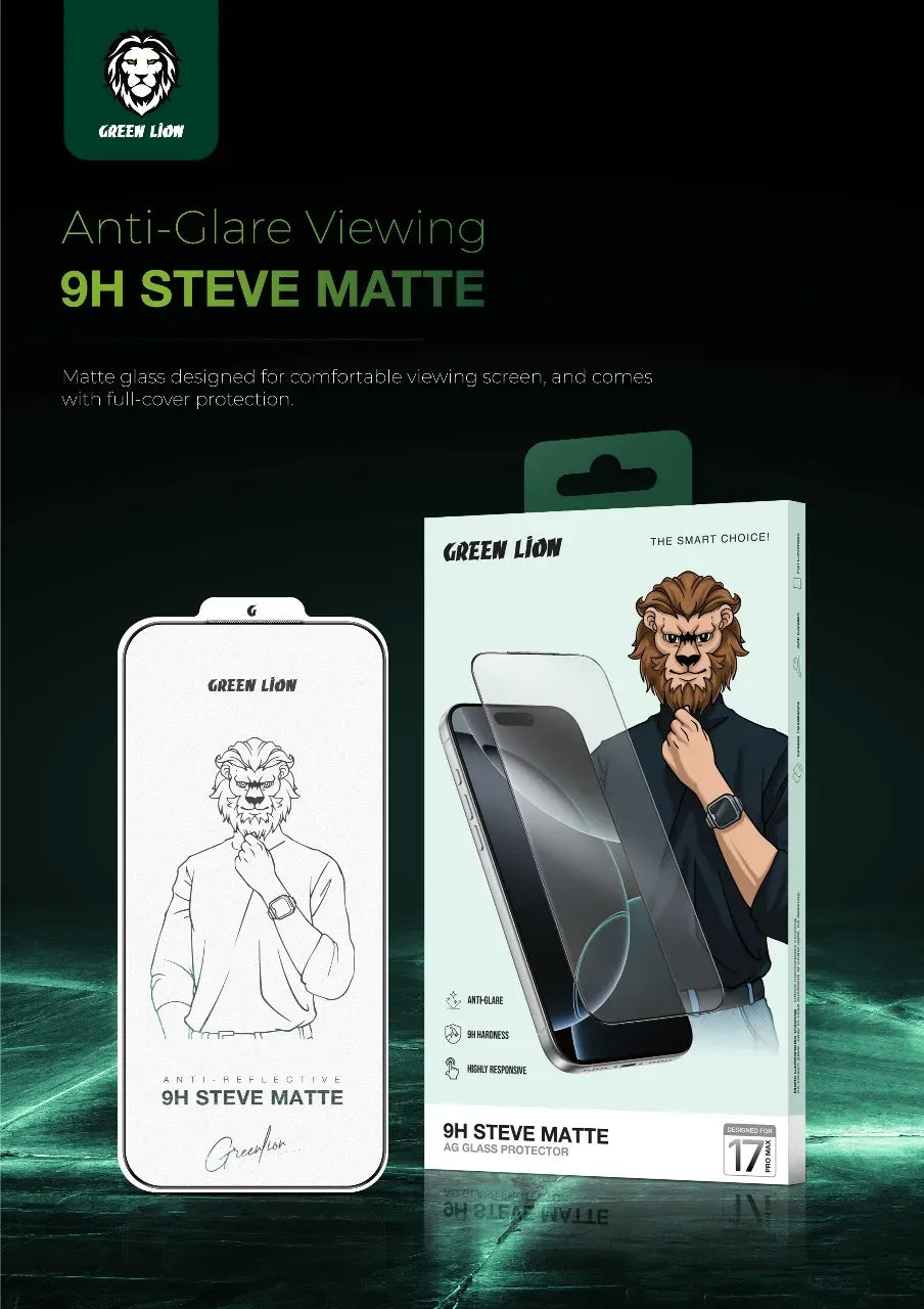 Green Lion 9 HSteve Matte AGGlass Protector - Black Edge/Clear – image 10