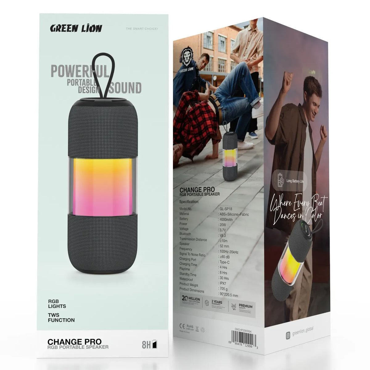 Green Lion Change Pro Rgb Portable Speaker Black – image 2